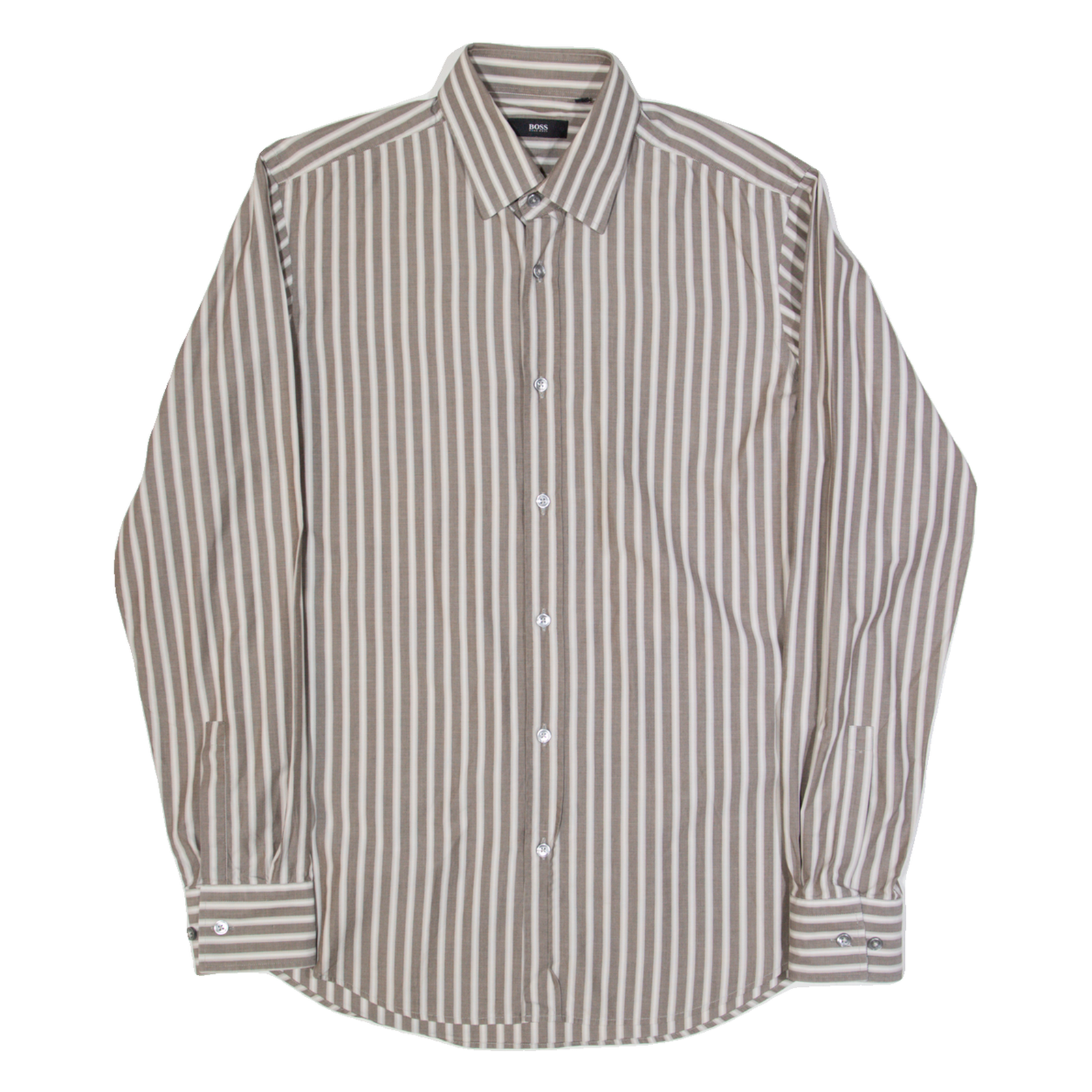 BOSS HUGO BOSS Mens Shirt Grey Striped Long Sleeve M Refurbished - N/A refurbished available on Cerqular
