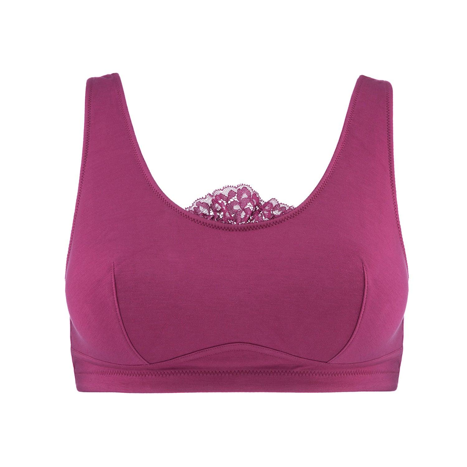 Buy Fuchsia - Silk Back Support Full Coverage Wireless Organic Cotton Bra | Size: 8 Refurbished - $86.80 Fuchsia - Silk Back Support Full Coverage Wireless Organic Cotton Bra | Size: 8 Refurbished - Julie May Lingerie refurbished available on Cerqular