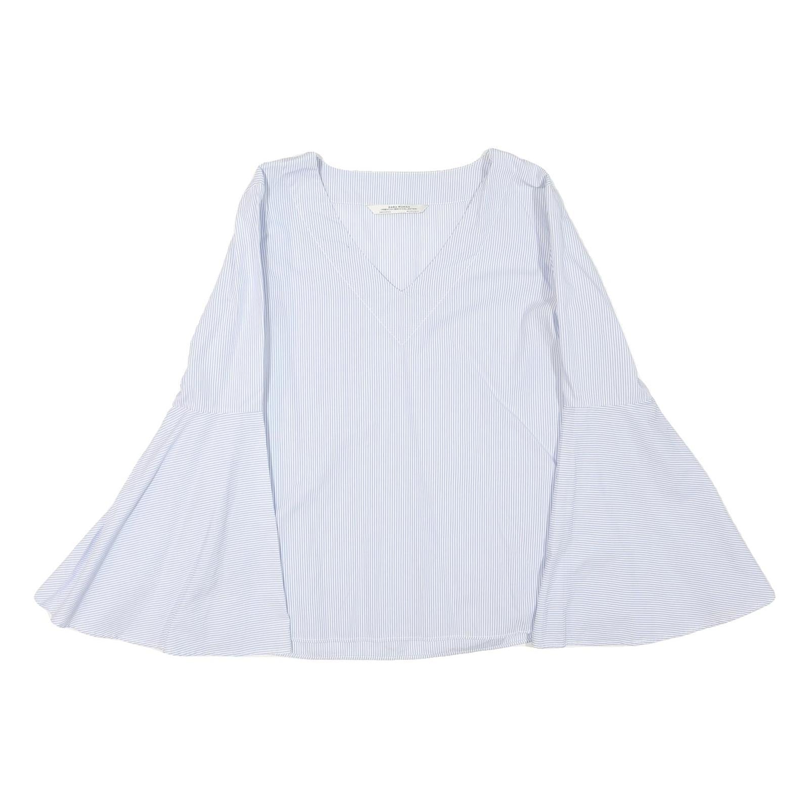 ZARA Womens Blue & White Printed Top Bell Sleeve V-Neck Size M Summer Style Refurbished - N/A refurbished available on Cerqular