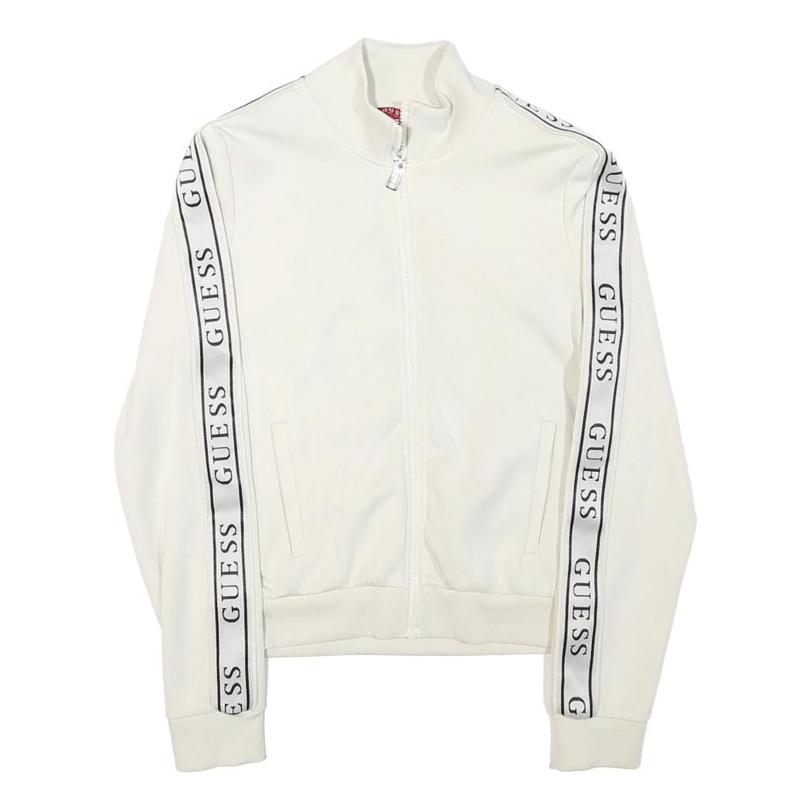 GUESS Womens White Zip Jacket XS Polyester Blend Logo Tape Casual Sportswear Refurbished - N/A refurbished available on Cerqular