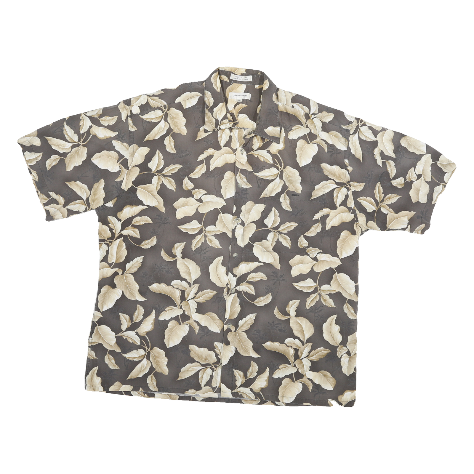 PIERRE CARDIN Mens Brown & Cream Floral Cotton Blend Shirt XL Relaxed Summer Refurbished - N/A refurbished available on Cerqular