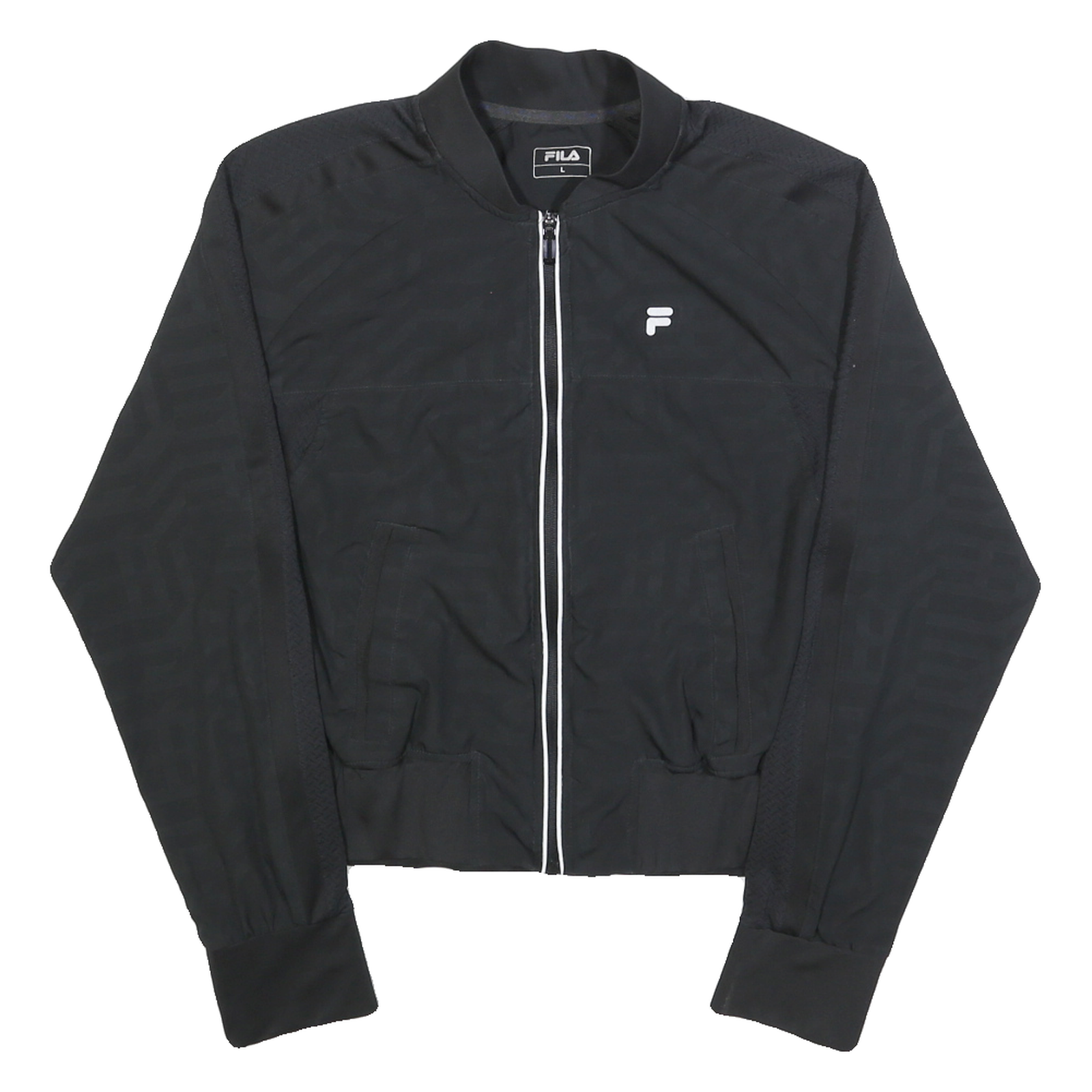 FILA Womens Black Jacket L Polyester Lightweight Button Closure Track Logo Refurbished - N/A refurbished available on Cerqular