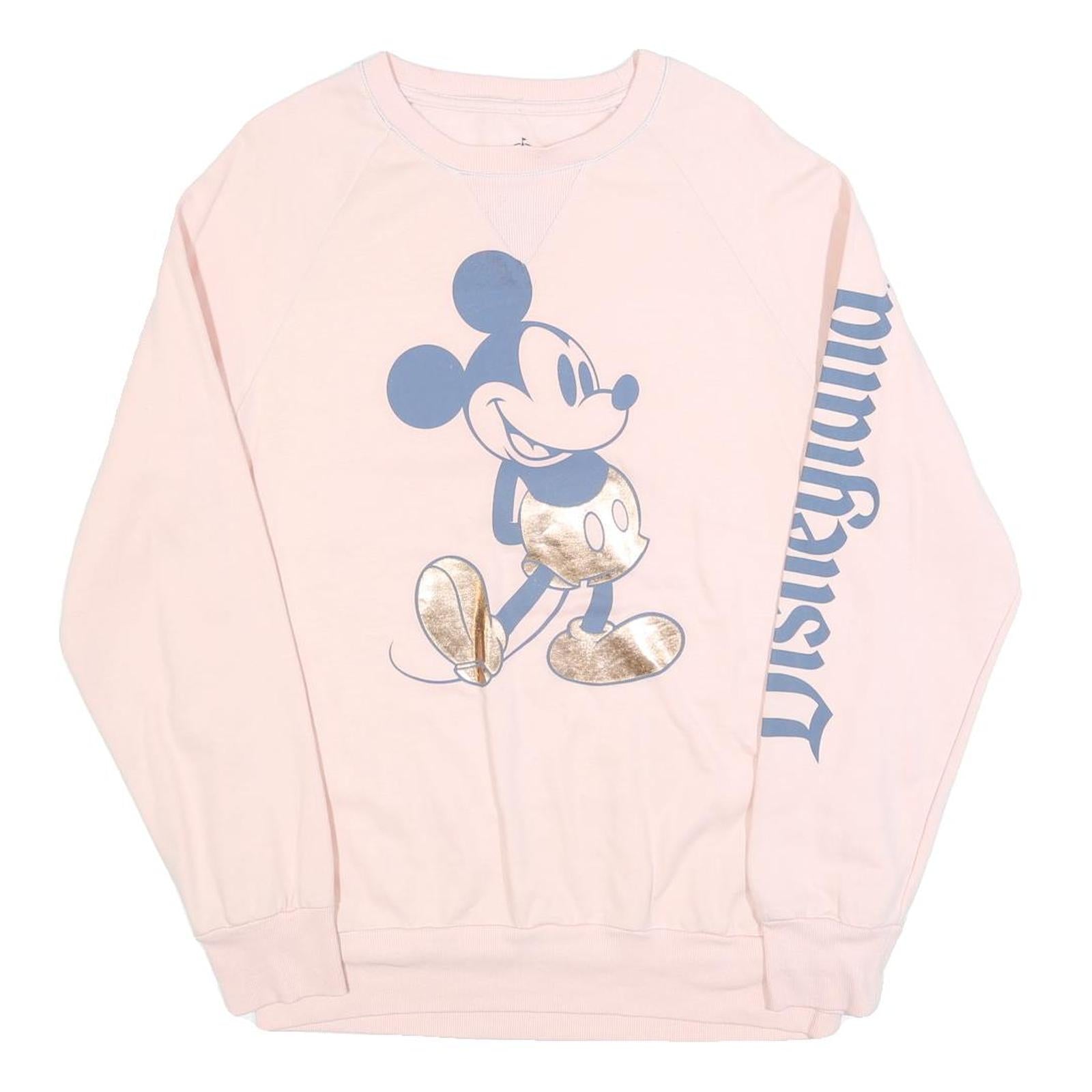 DISNEY Womens Pink Mickey Mouse Crew Neck M Cotton Blend Sweatshirt Refurbished - N/A refurbished available on Cerqular