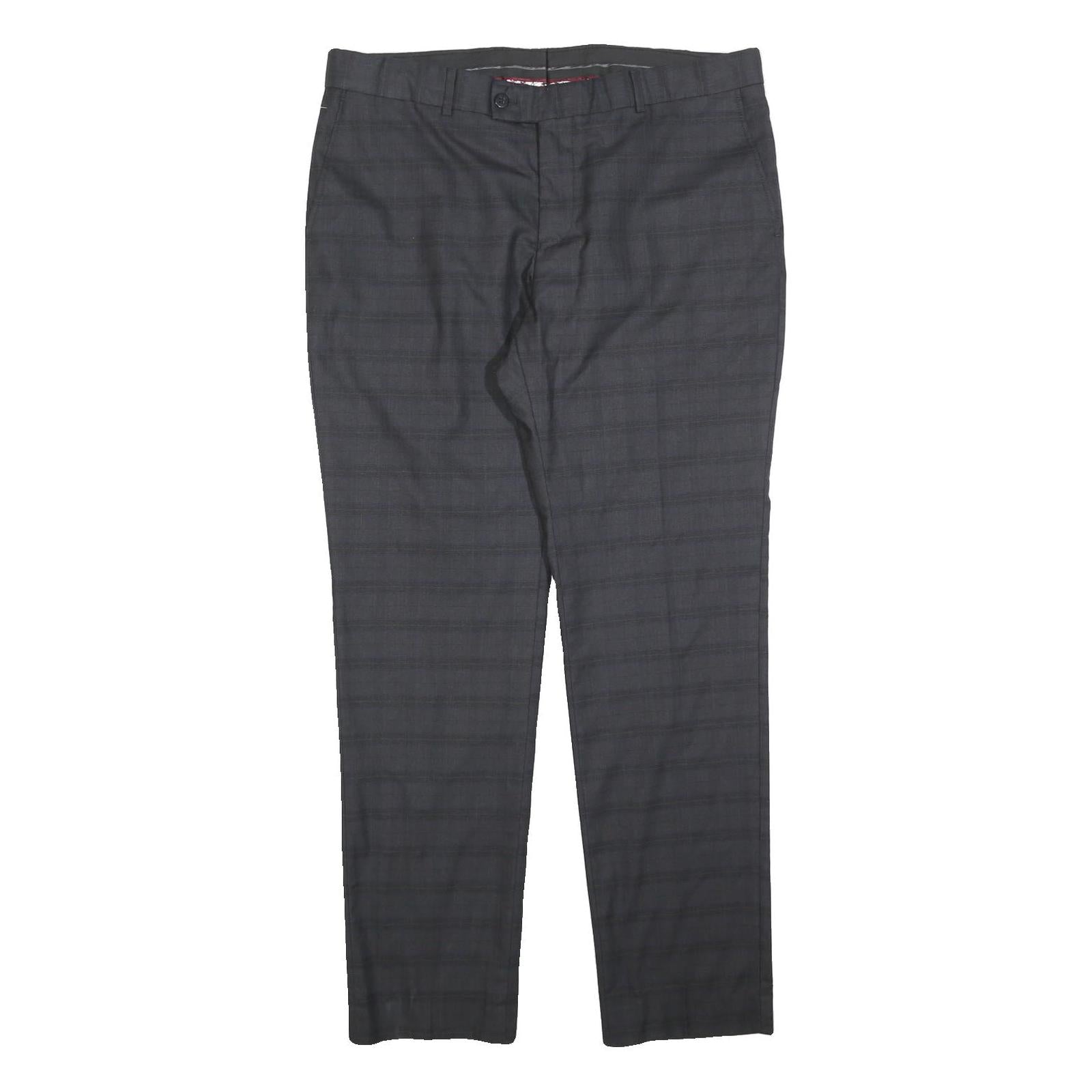 WESSI Mens Cotton Blend Grey Regular Straight Trousers W38 L32 Formal Workwear Refurbished - N/A refurbished available on Cerqular