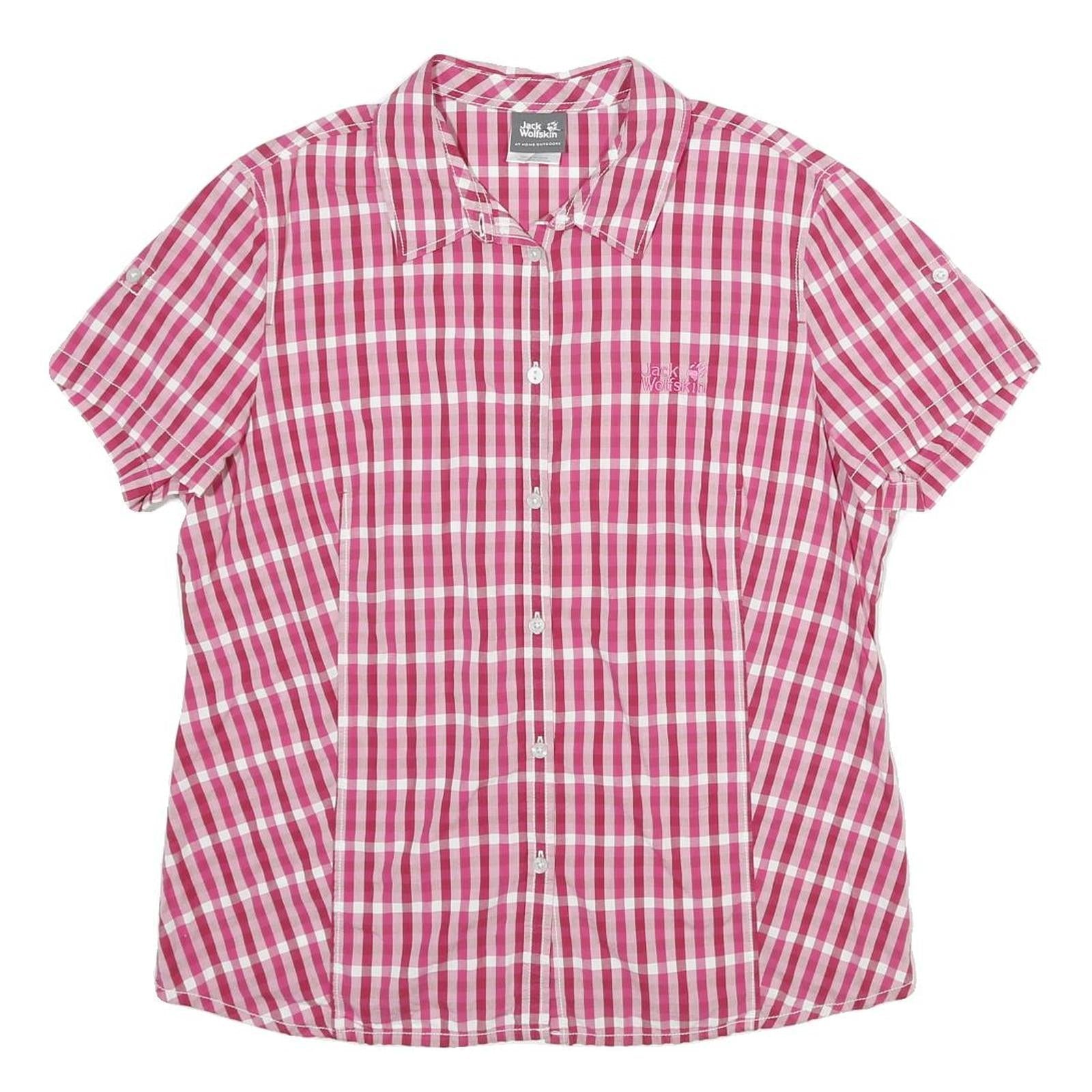 JACK WOLFSKIN Womens Pink & White Check Shirt XL Outdoor Casual Button-Up Refurbished - N/A refurbished available on Cerqular