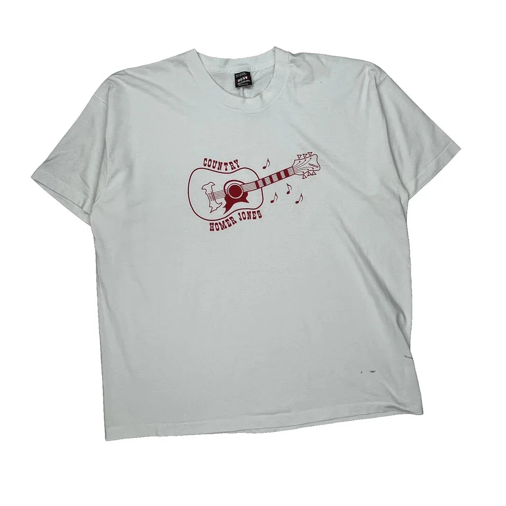 Country Music Fruit Of The Loom Graphic T-Shirt - 2XL White Cotton Blend Refurbished - Thrifted (note: this is a term often used to describe second- refurbished available on Cerqular