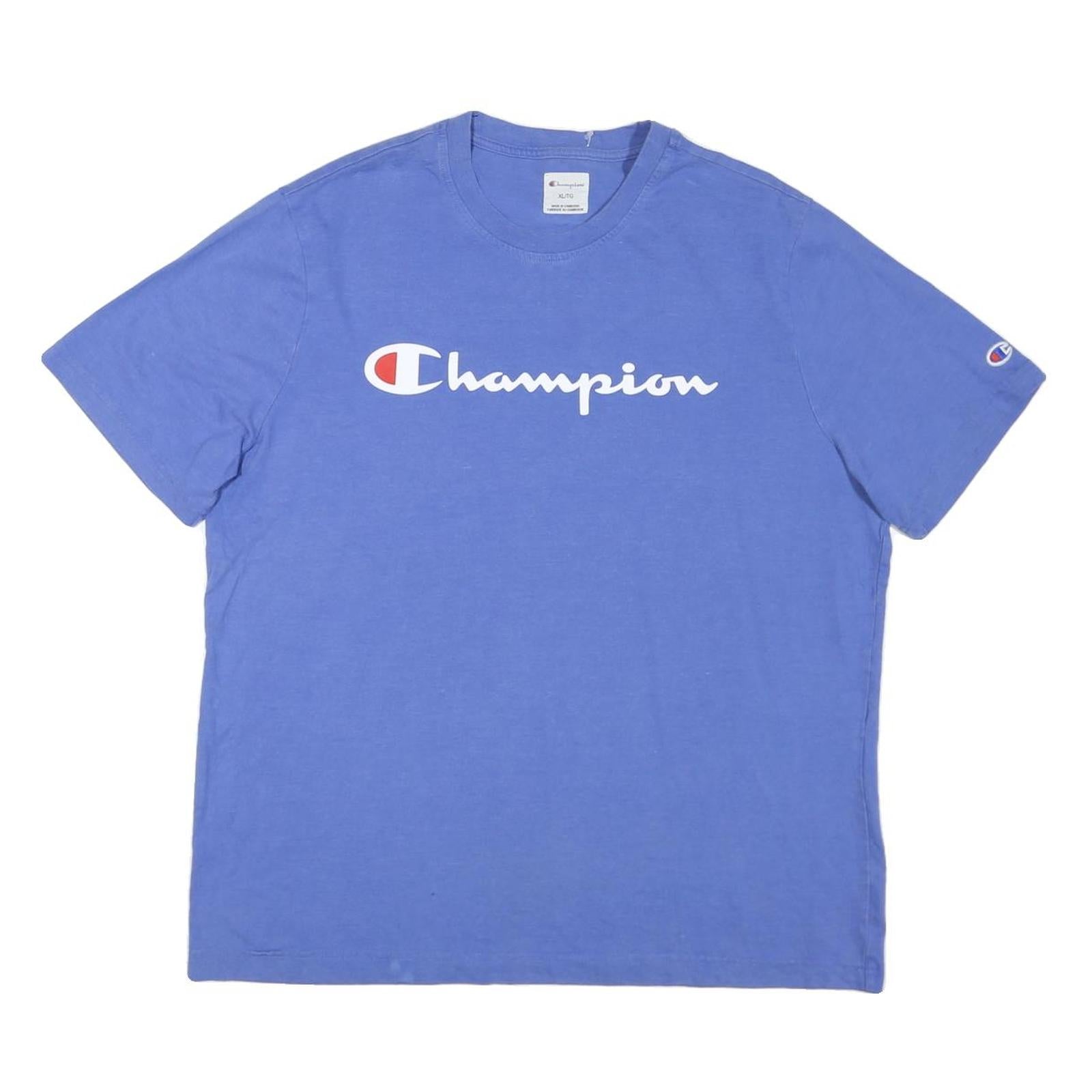 CHAMPION Mens Blue XL Short Sleeve Crew Neck Graphic T-Shirt Cotton Blend Refurbished - N/A refurbished available on Cerqular