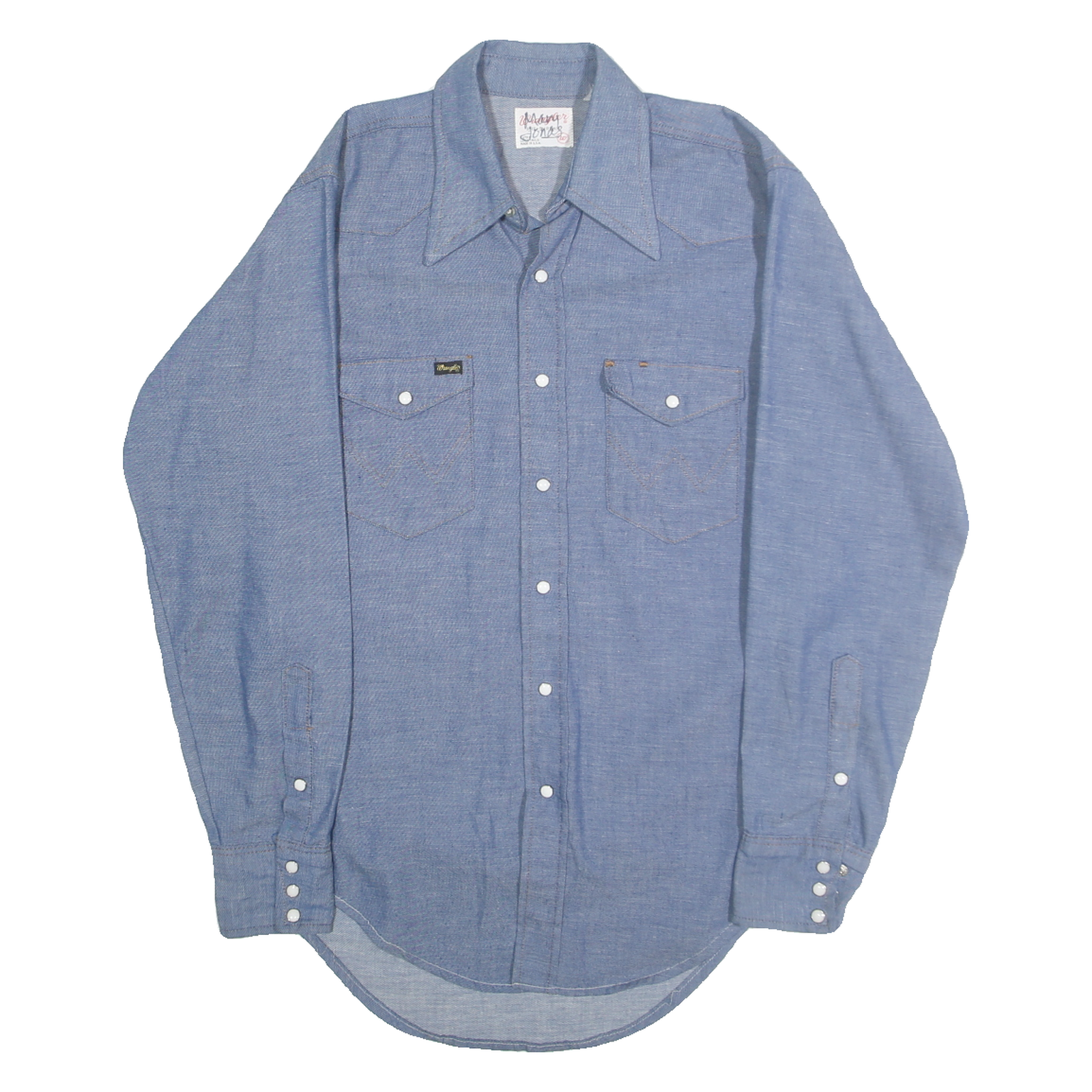 WRANGLER Mens Blue Western Shirt M Cotton Blend Classic Fit Snap Button Refurbished - N/A refurbished available on Cerqular
