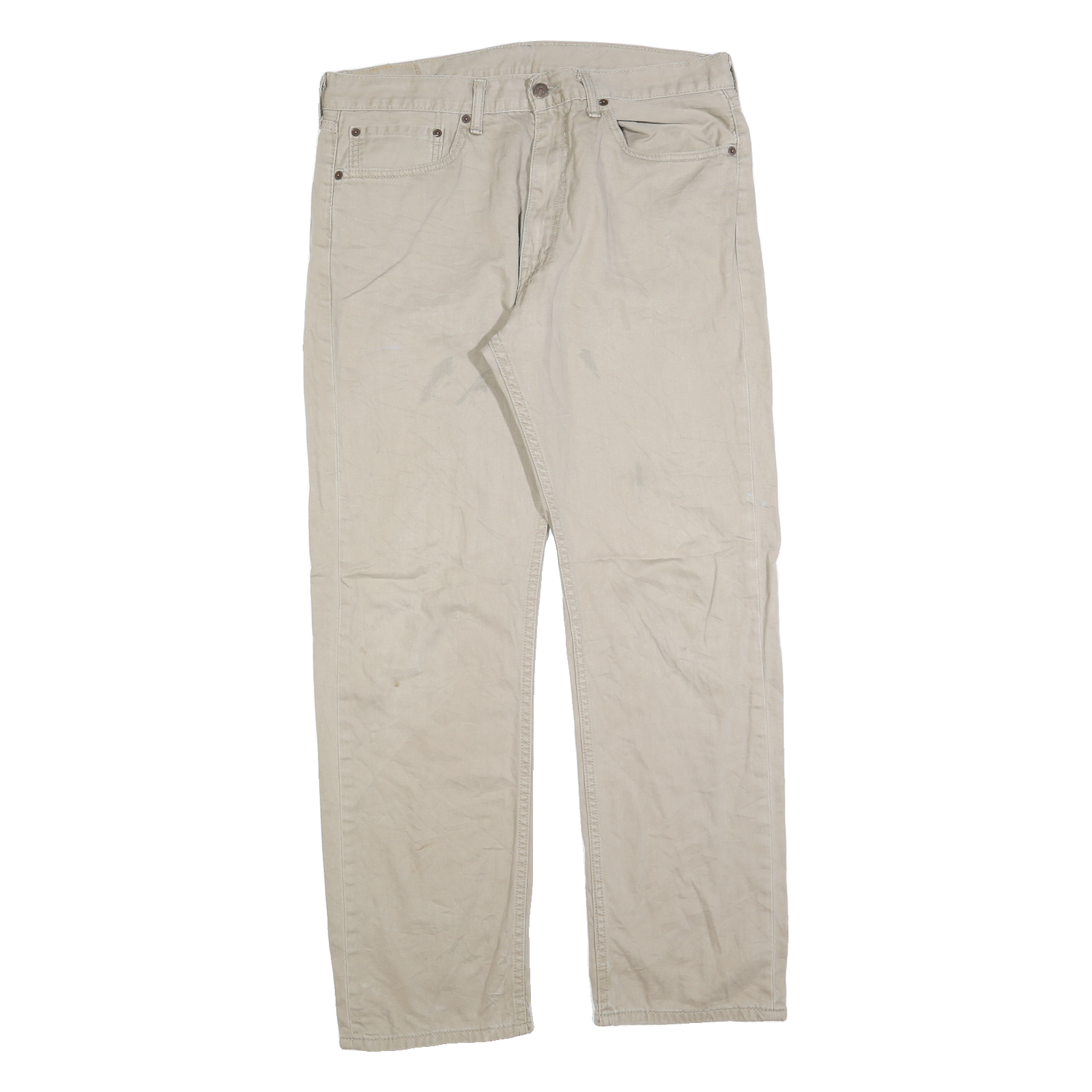 LEVI'S Mens Regular Beige Cotton Trousers W36 L32 Casual Zip Closure 5 Pocket Refurbished - N/A refurbished available on Cerqular