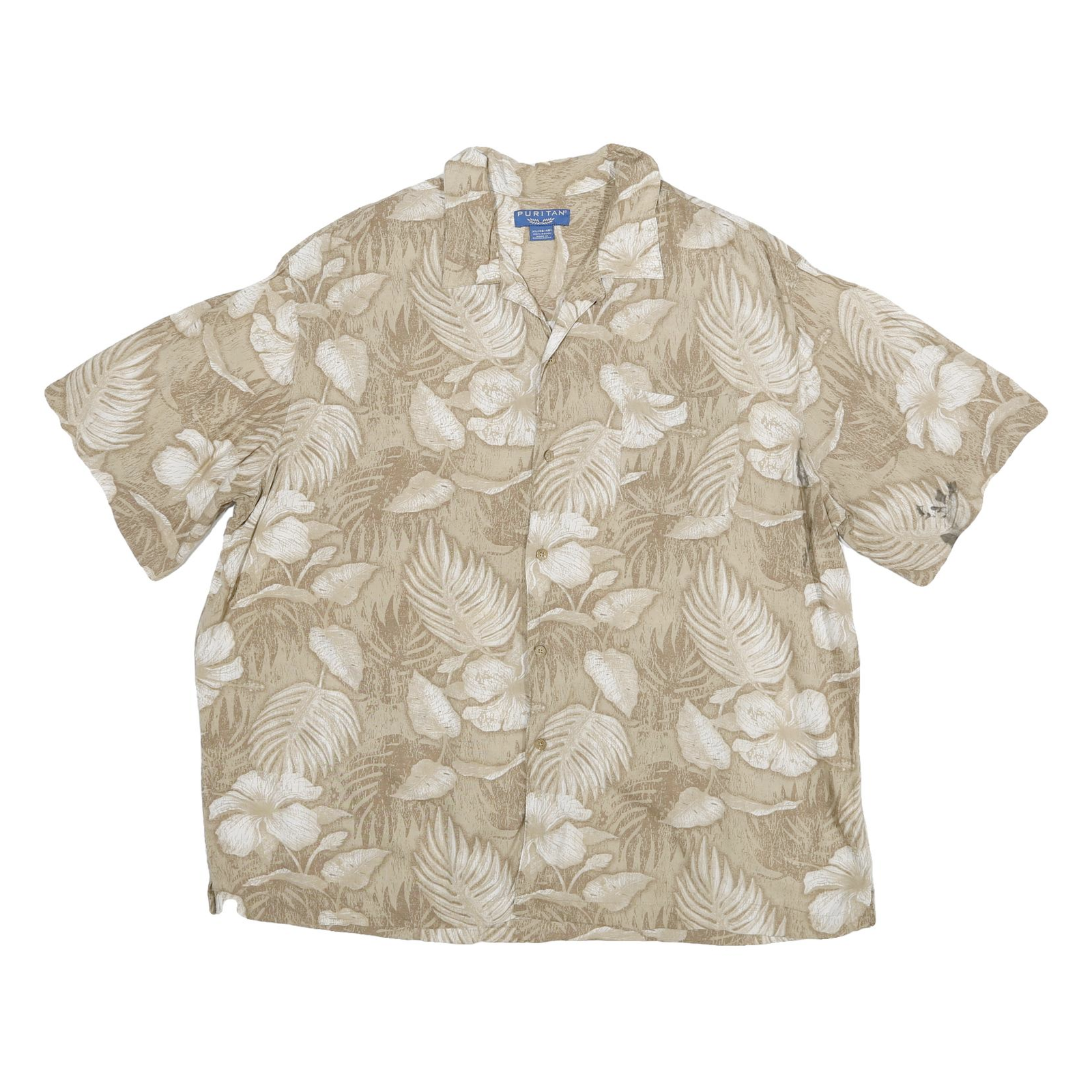 PURITAN Mens Beige & Cream Floral Pattern Shirt XL Casual Summer Relaxed Fit Refurbished - N/A refurbished available on Cerqular