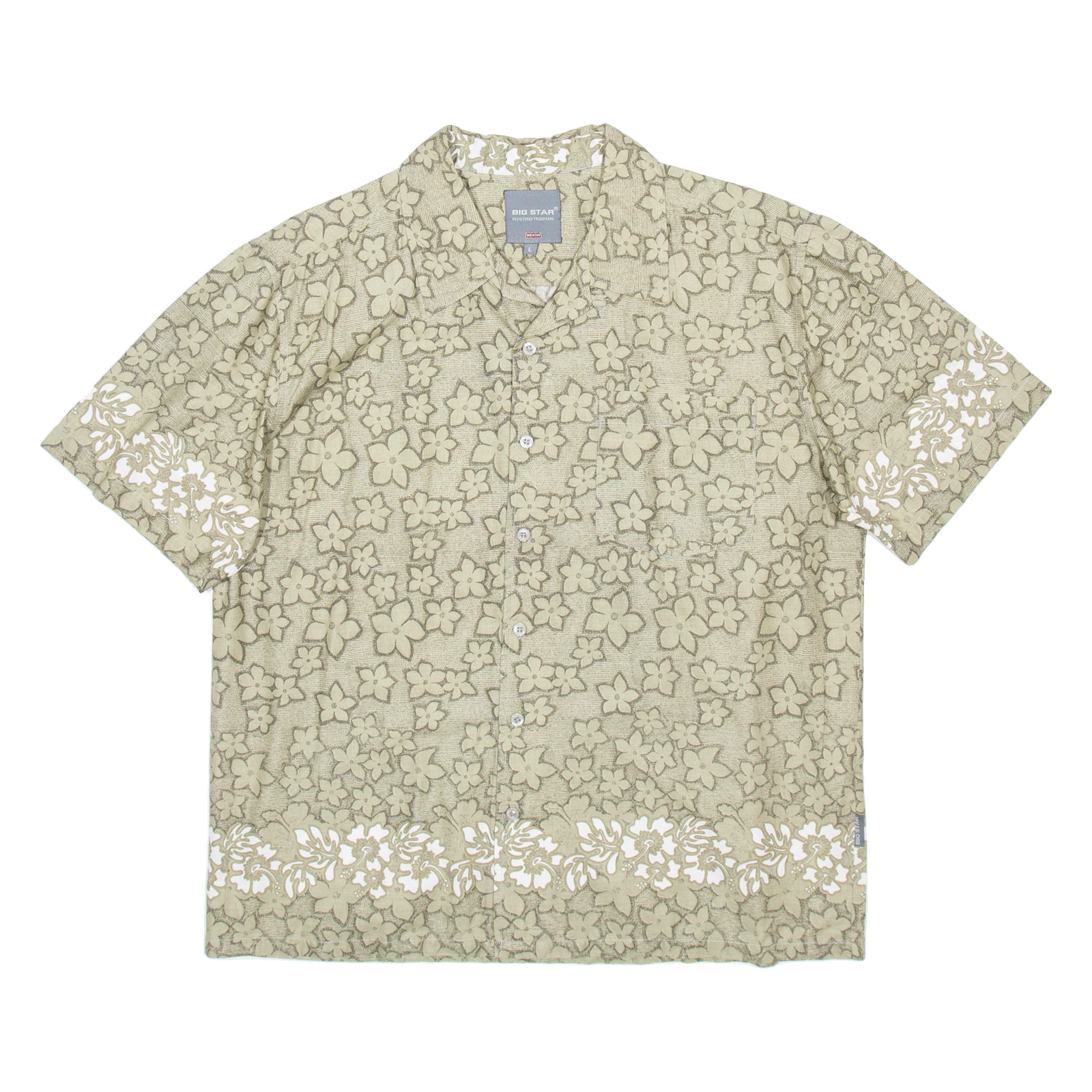 BIG STAR Mens Shirt Brown Floral L Refurbished - N/A refurbished available on Cerqular