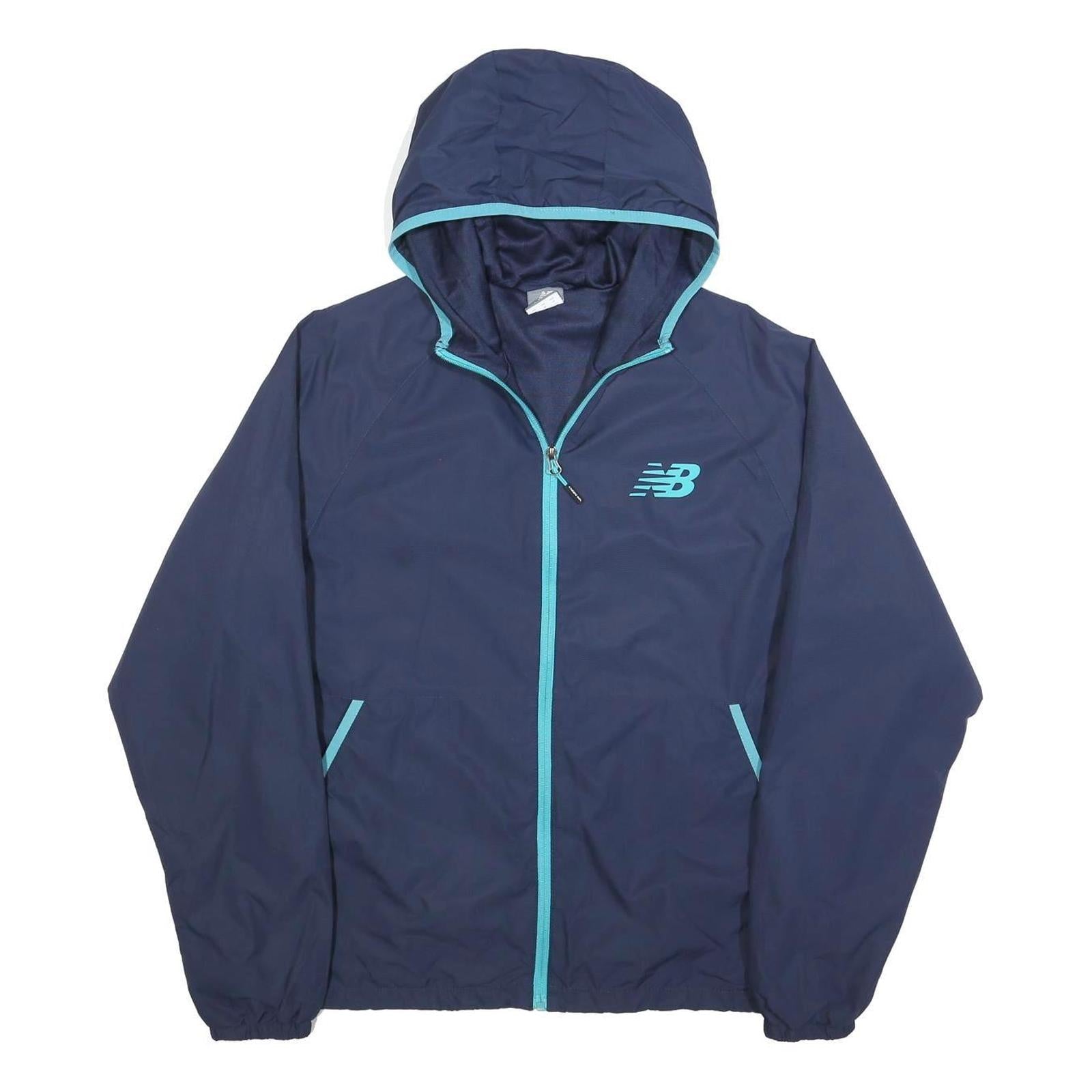NEW BALANCE Mens Blue & Aqua Zip Hooded Jacket M Polyester Plain Sports Casual Refurbished - N/A refurbished available on Cerqular