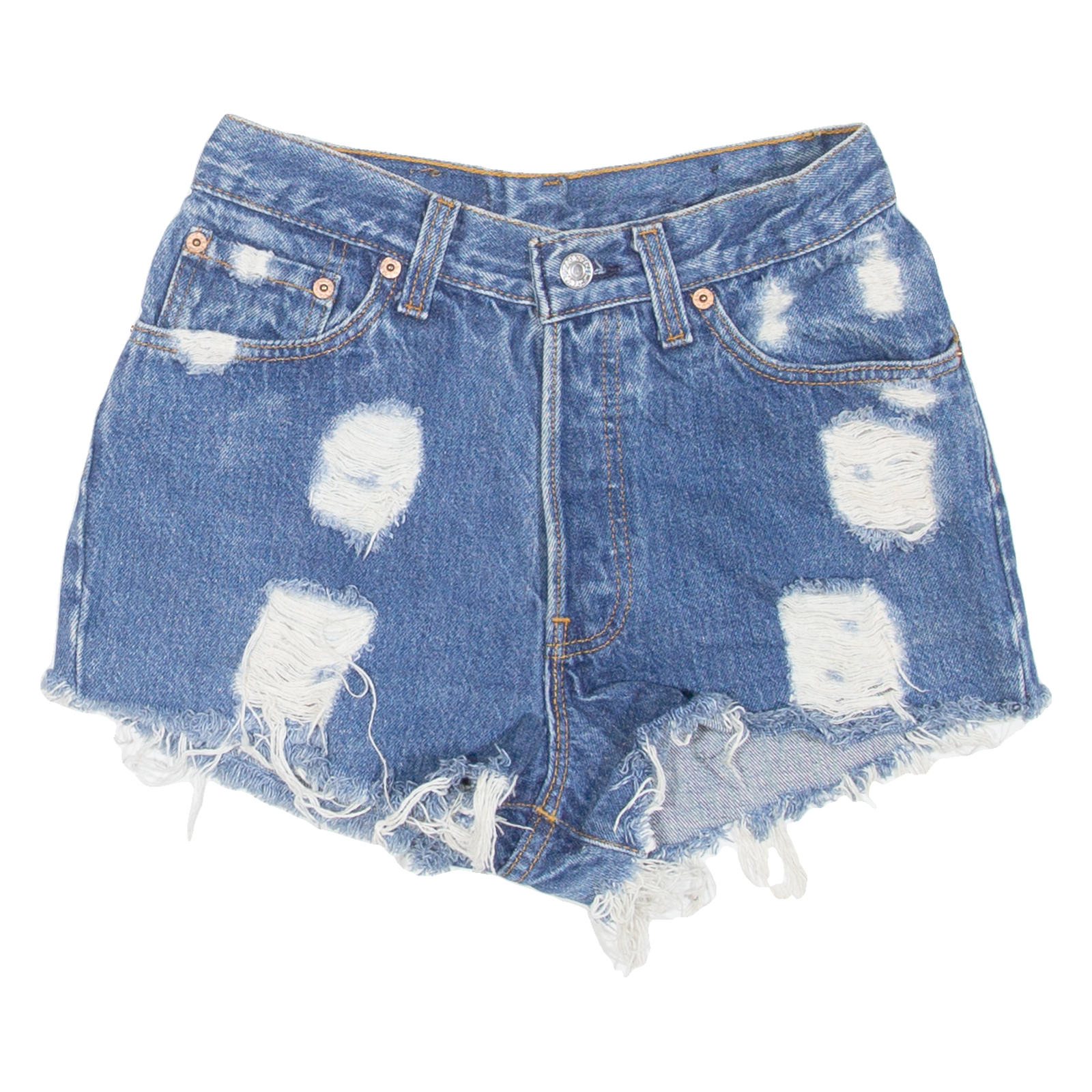 LEVI'S Distressed Womens Denim Shorts Blue Classic XXS W24 Refurbished - N/A refurbished available on Cerqular