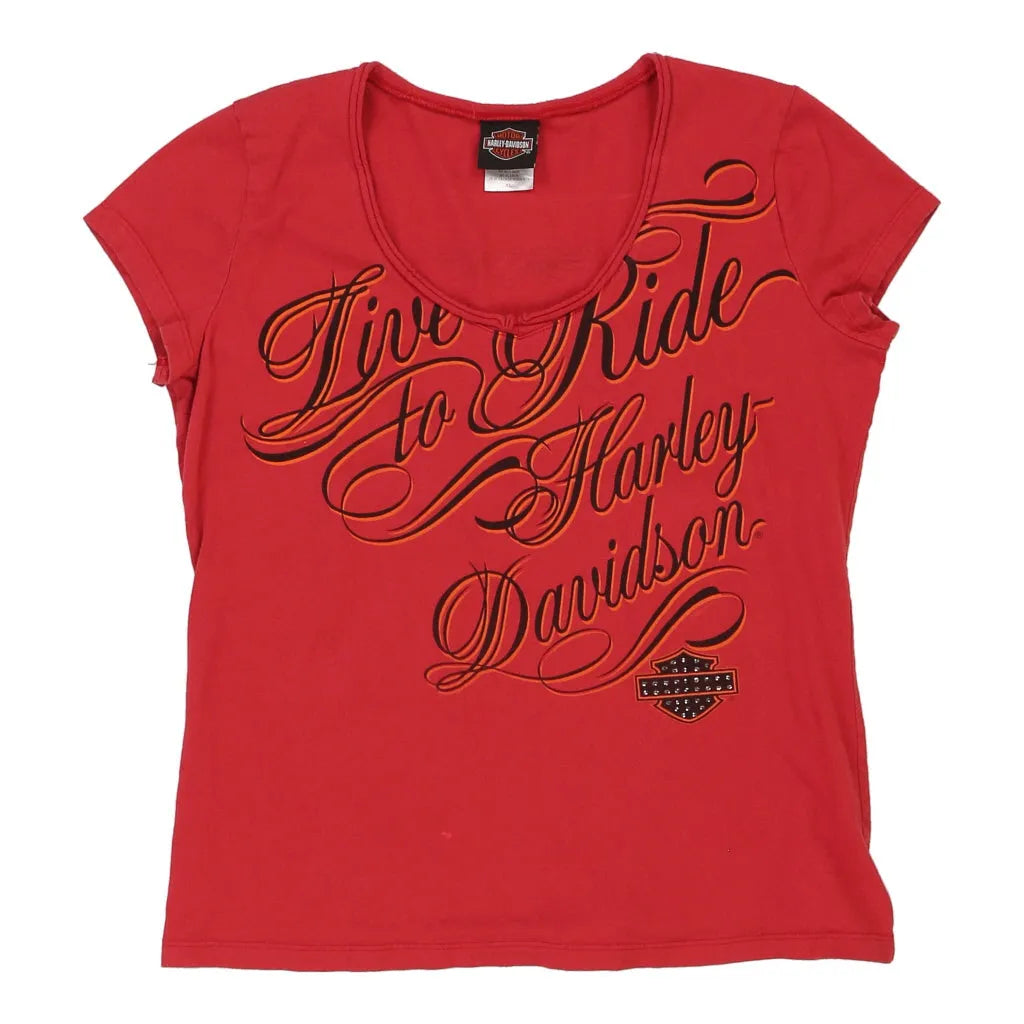 Buy Harley Davidson T-Shirt - XL Red Cotton | Size: x-large Refurbished - $26.00 Harley Davidson T-Shirt - XL Red Cotton | Size: x-large Refurbished - Thrifted (note: this is a term often used to describe second- refurbished available on Cerqular