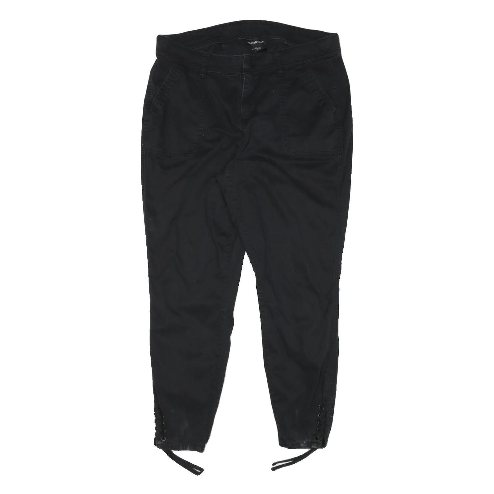LANE BRYANT Womens Cotton Blend Black Relaxed Tapered Trousers W34 L27 Refurbished - N/A refurbished available on Cerqular