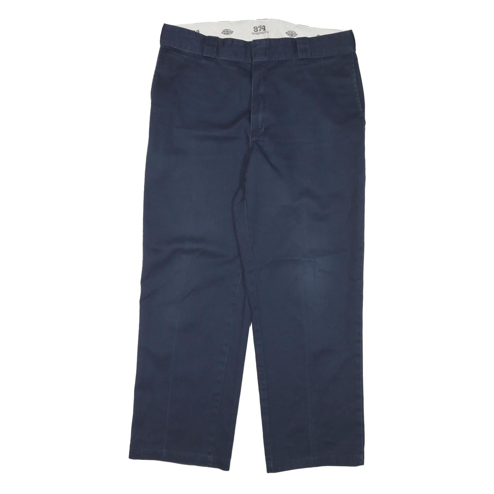 DICKIES Mens Cotton Blend Navy Regular Straight Trousers W34 L28 Workwear Zip Refurbished - N/A refurbished available on Cerqular