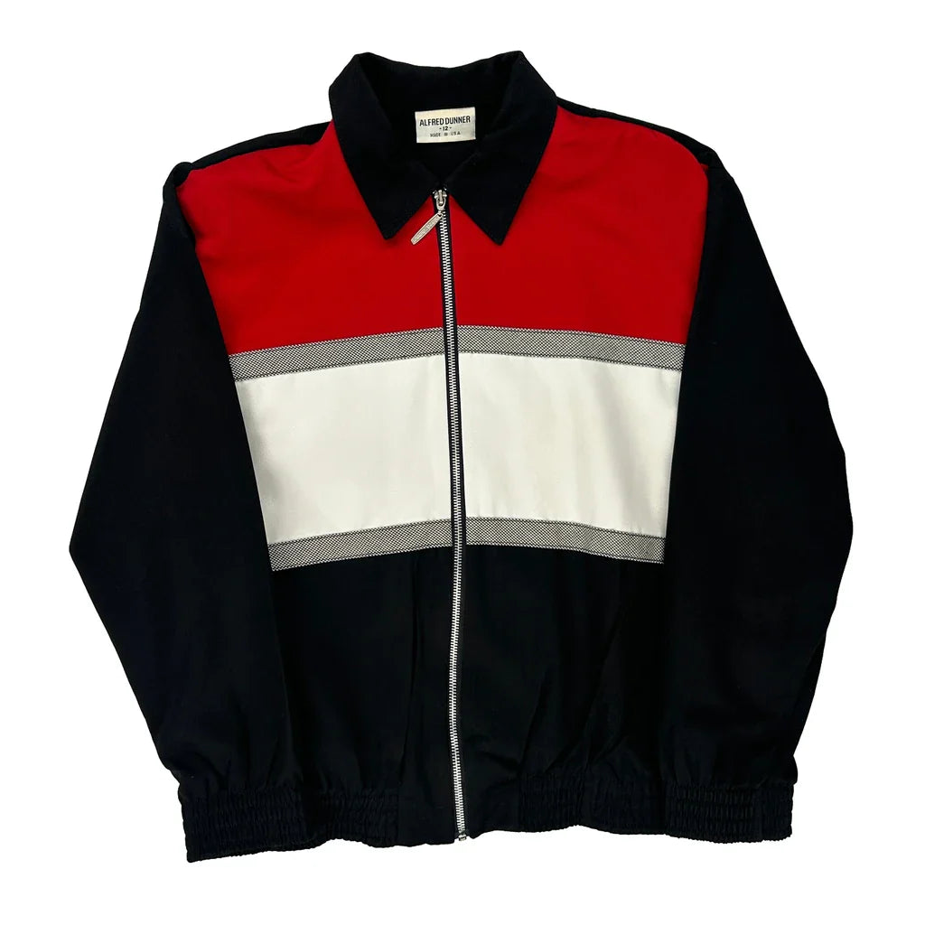 Made In USa Alfred Dunner Striped Shell Jacket - Medium Block Colour Polyester Refurbished - Thrifted (note: this is a term often used to describe second- refurbished available on Cerqular