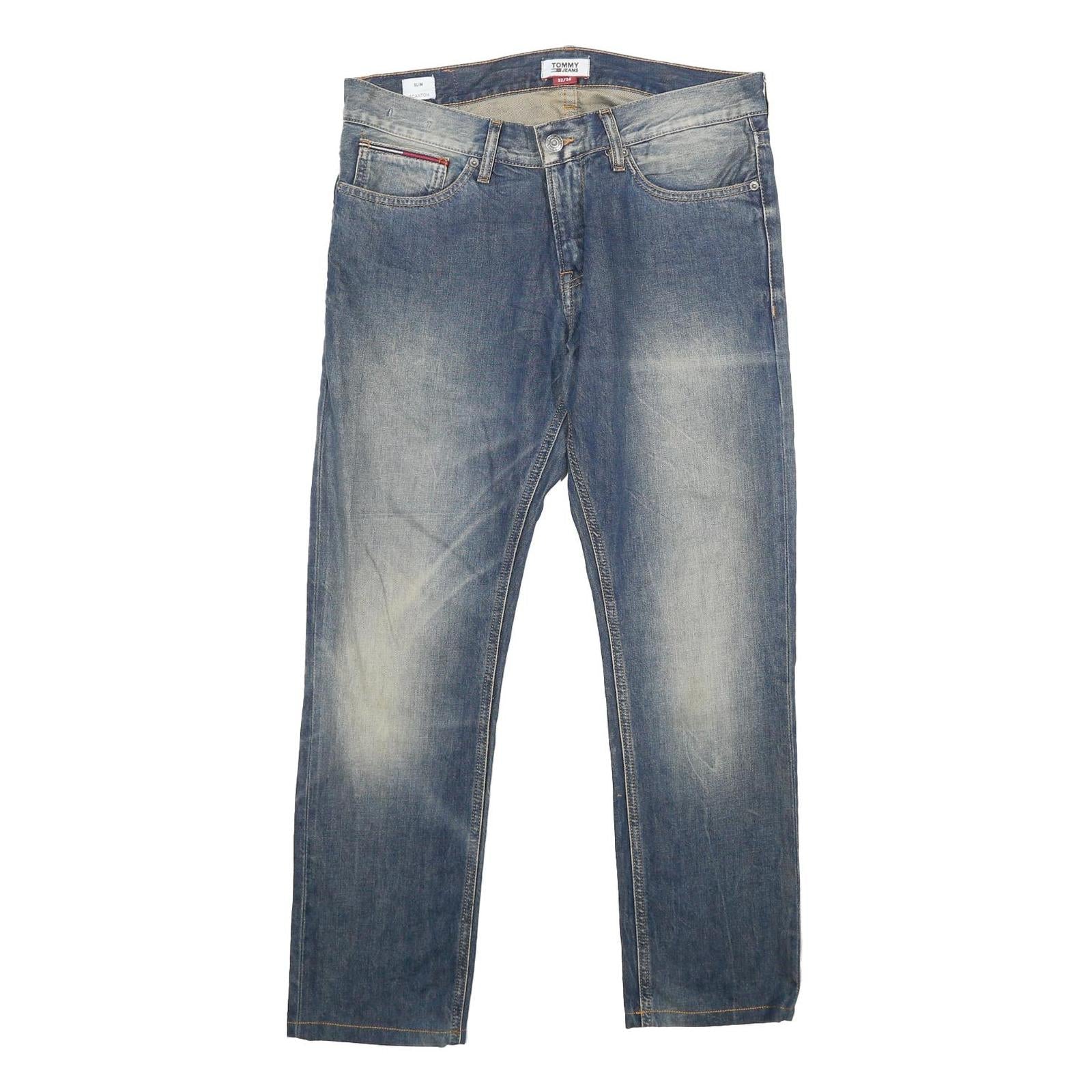 TOMMY HILFIGER Mens Jeans Blue Slim Straight Denim Medium W32 L28 Casual Zip Refurbished - N/A refurbished available on Cerqular