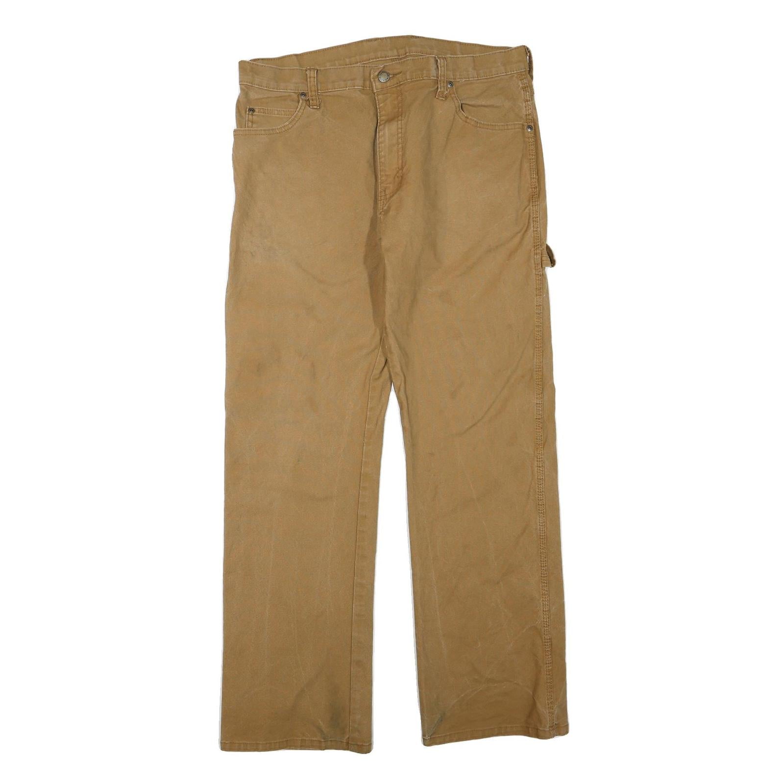 DICKIES Mens Polyester Blend Tan Regular Straight Trousers W36 L32 Workwear Refurbished - N/A refurbished available on Cerqular
