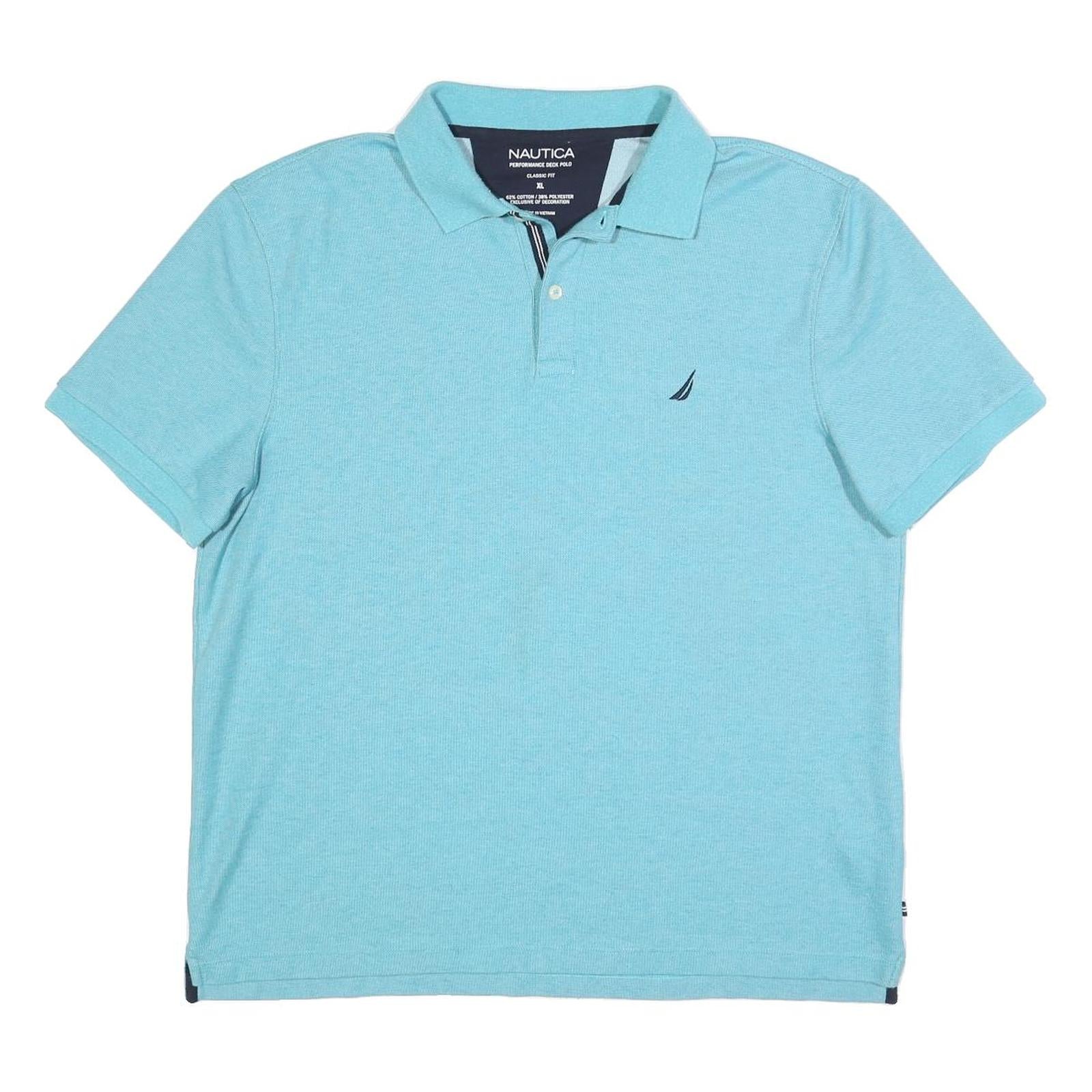 NAUTICA Mens Blue Short Sleeve Plain XL Cotton Blend Polo Shirt Classic Fit Refurbished - N/A refurbished available on Cerqular