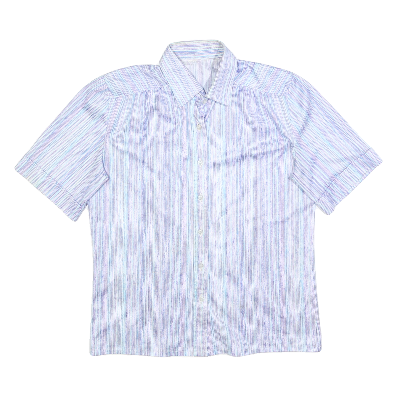 Womens Blue & Pink Striped Shirt S Lightweight Polyester Button Front Summer Top Refurbished - N/A refurbished available on Cerqular