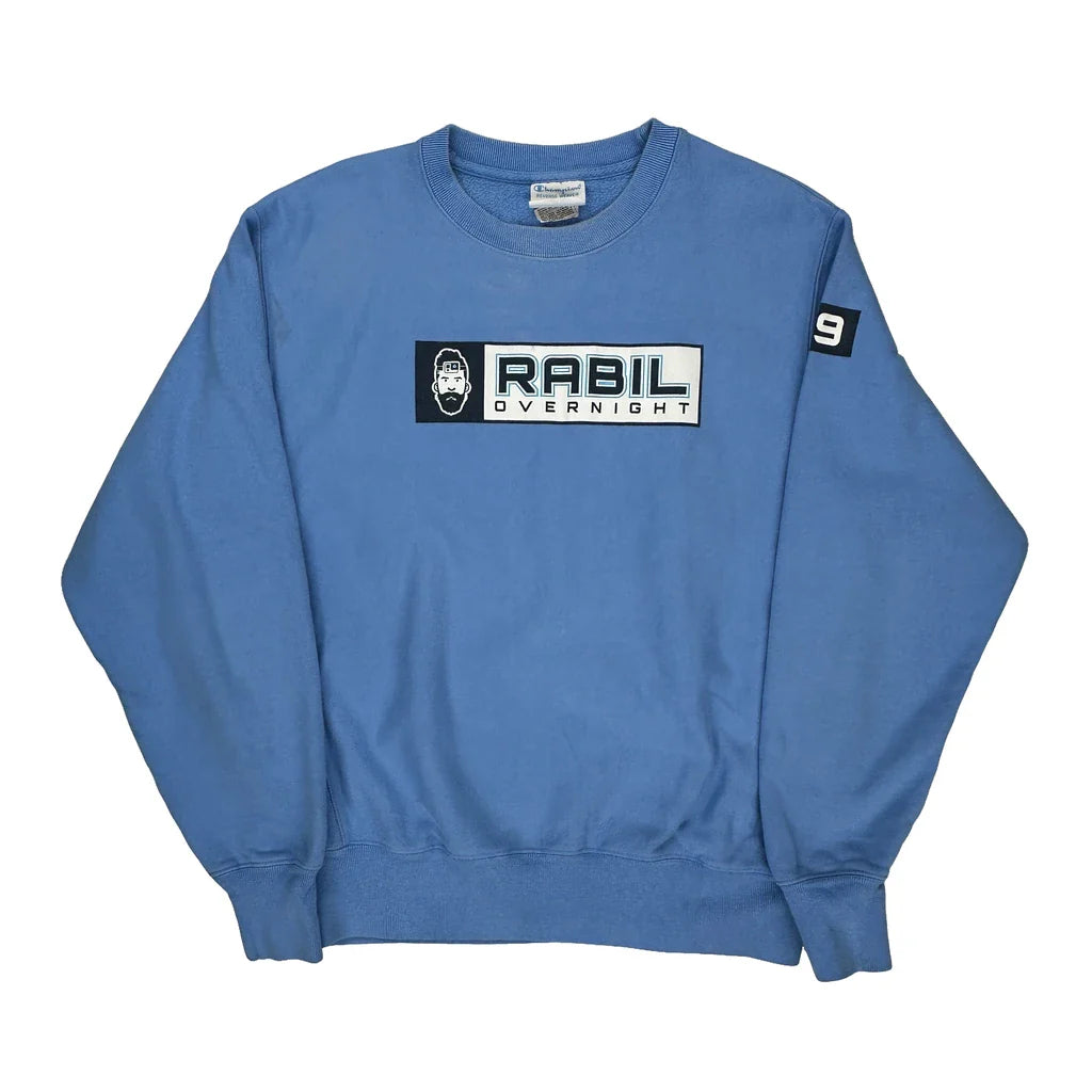 Buy Reverse Weave Champion Sweatshirt - Medium Blue Cotton Refurbished - $53.59 Reverse Weave Champion Sweatshirt - Medium Blue Cotton Refurbished - Thrifted (note: this is a term often used to describe second- refurbished available on Cerqular