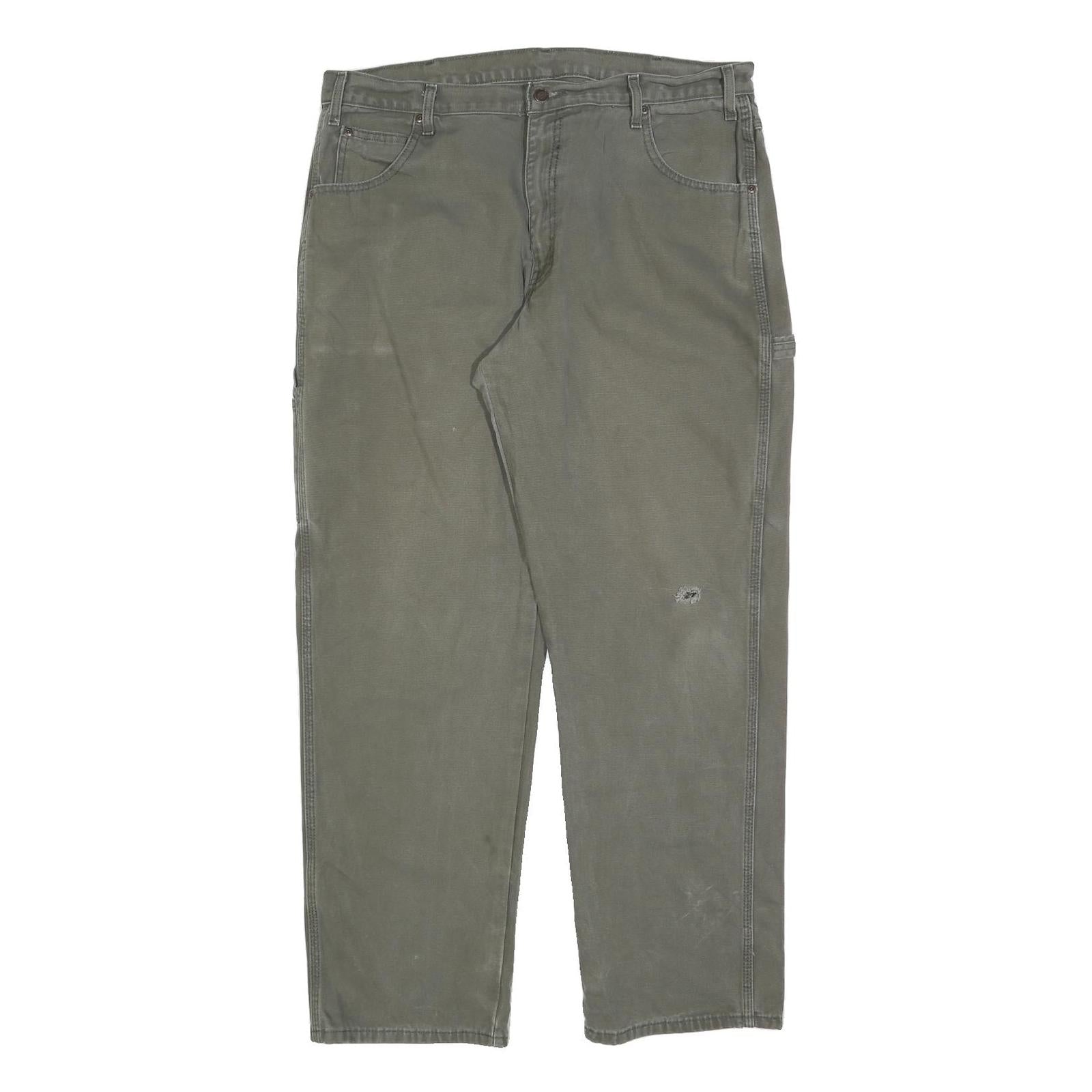 DICKIES Mens Cotton Blend Green Regular Straight Trousers W38 L32 Workwear Refurbished - N/A refurbished available on Cerqular