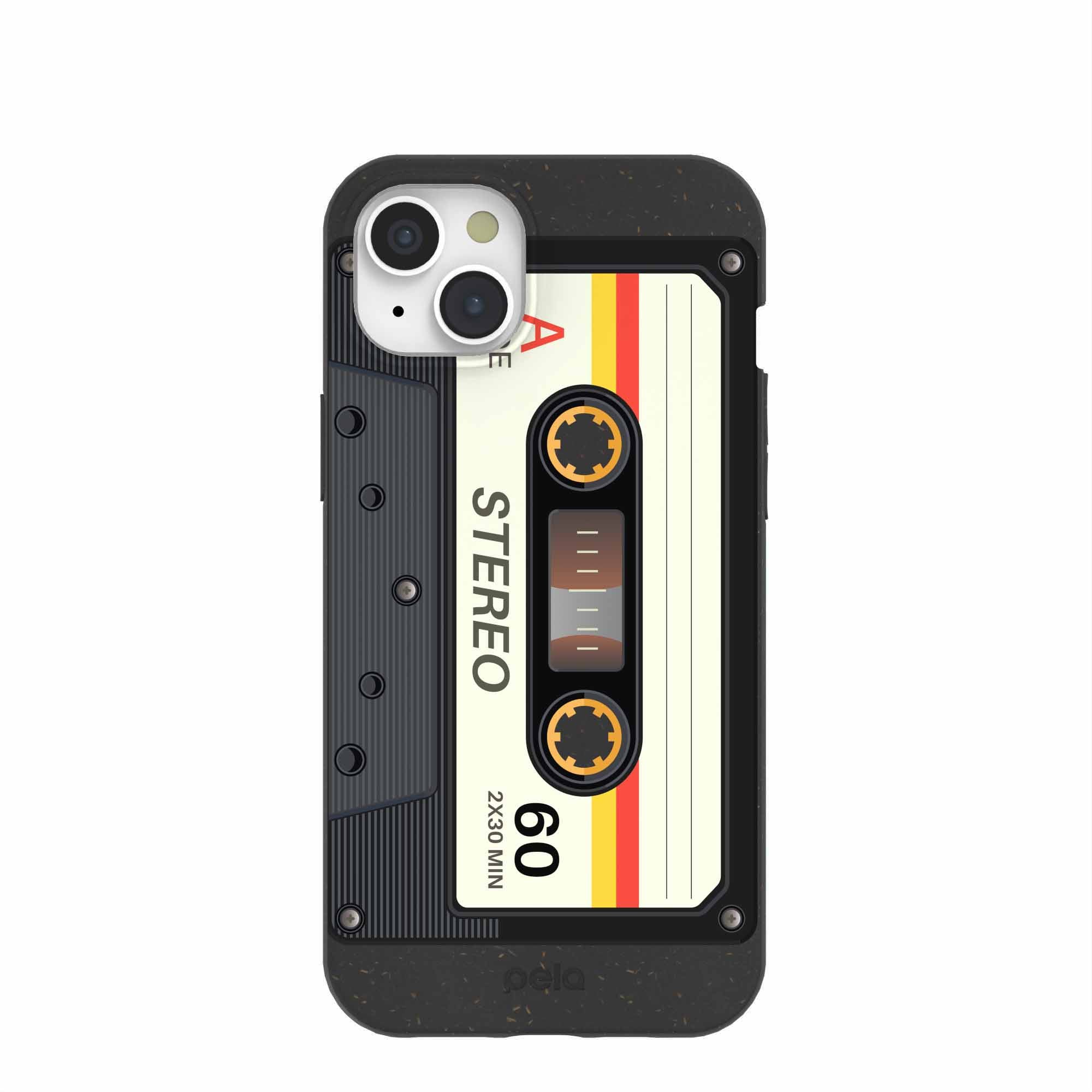 Black Cassette iPhone 15 Plus Case Refurbished - Pela Case refurbished available on Cerqular
