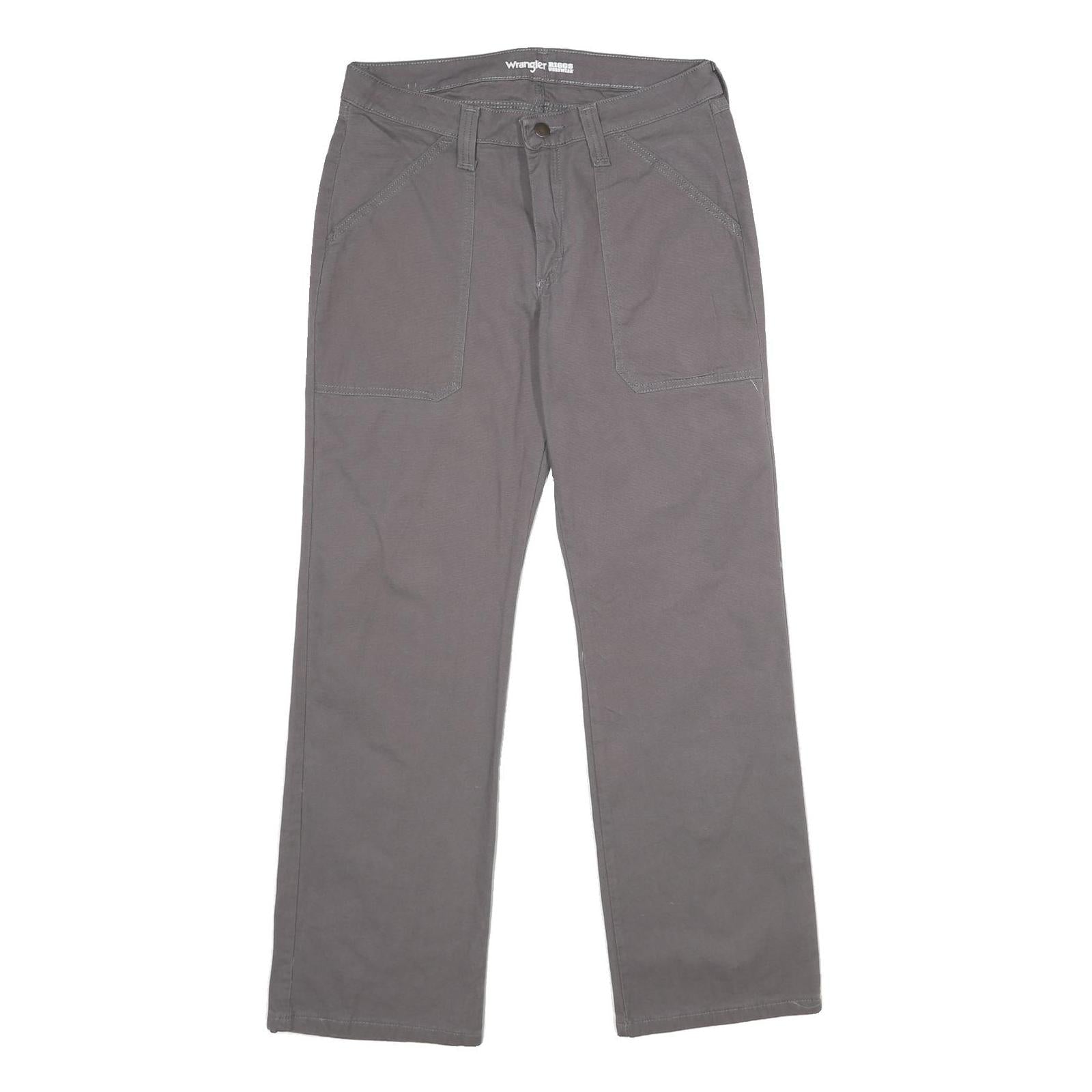 WRANGLER Womens Cotton Blend Grey Regular Straight Trousers W30 L32 Casual Wear Refurbished - N/A refurbished available on Cerqular