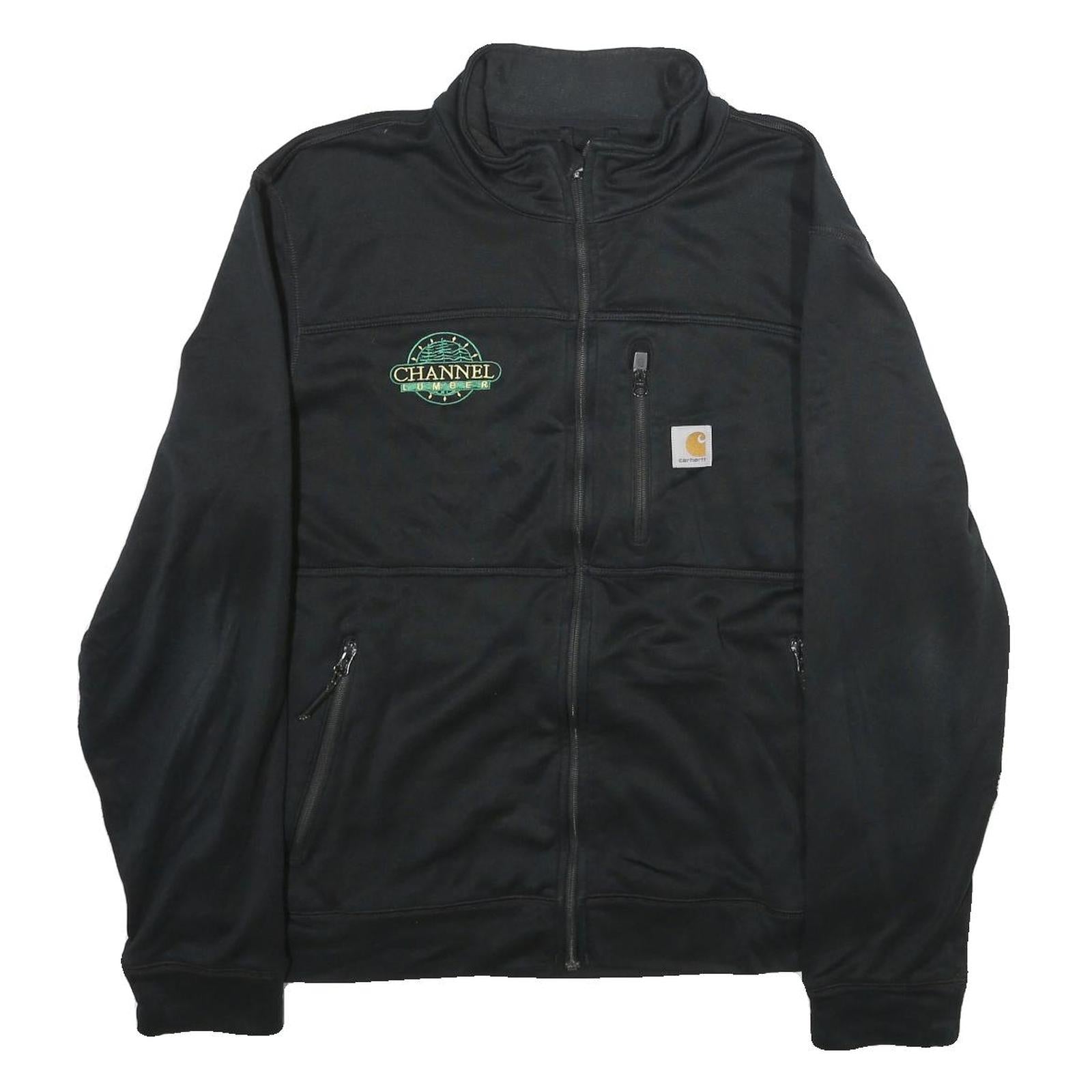 CARHARTT Mens Black Workwear Polyester Zip Jacket L Plain Durable Refurbished - N/A refurbished available on Cerqular