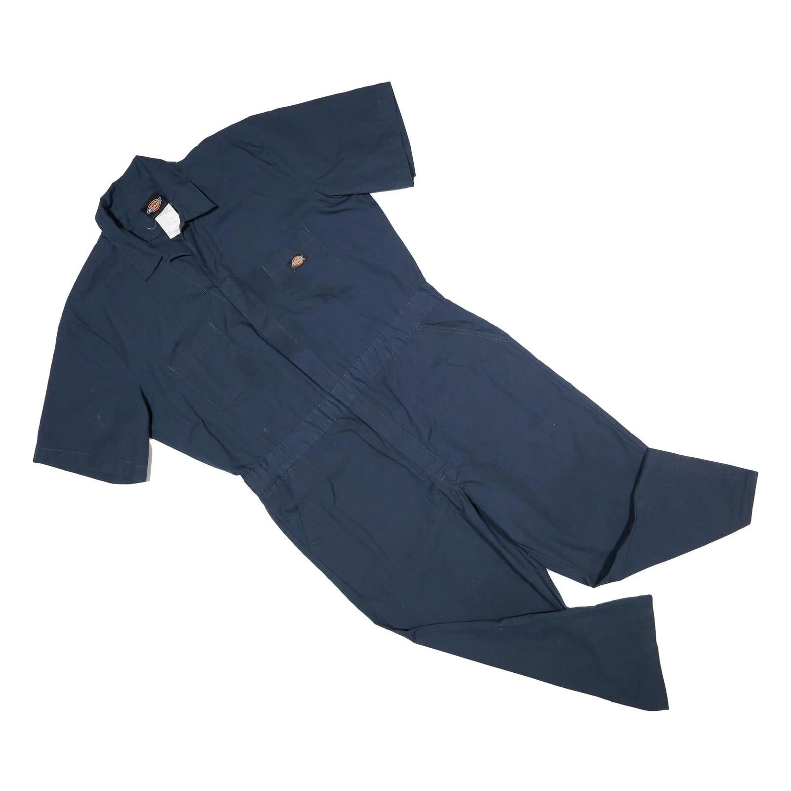 DICKIES Womens Navy Blue Cotton Dungarees Regular Fit Short Sleeve L W40 L25 Refurbished - N/A refurbished available on Cerqular