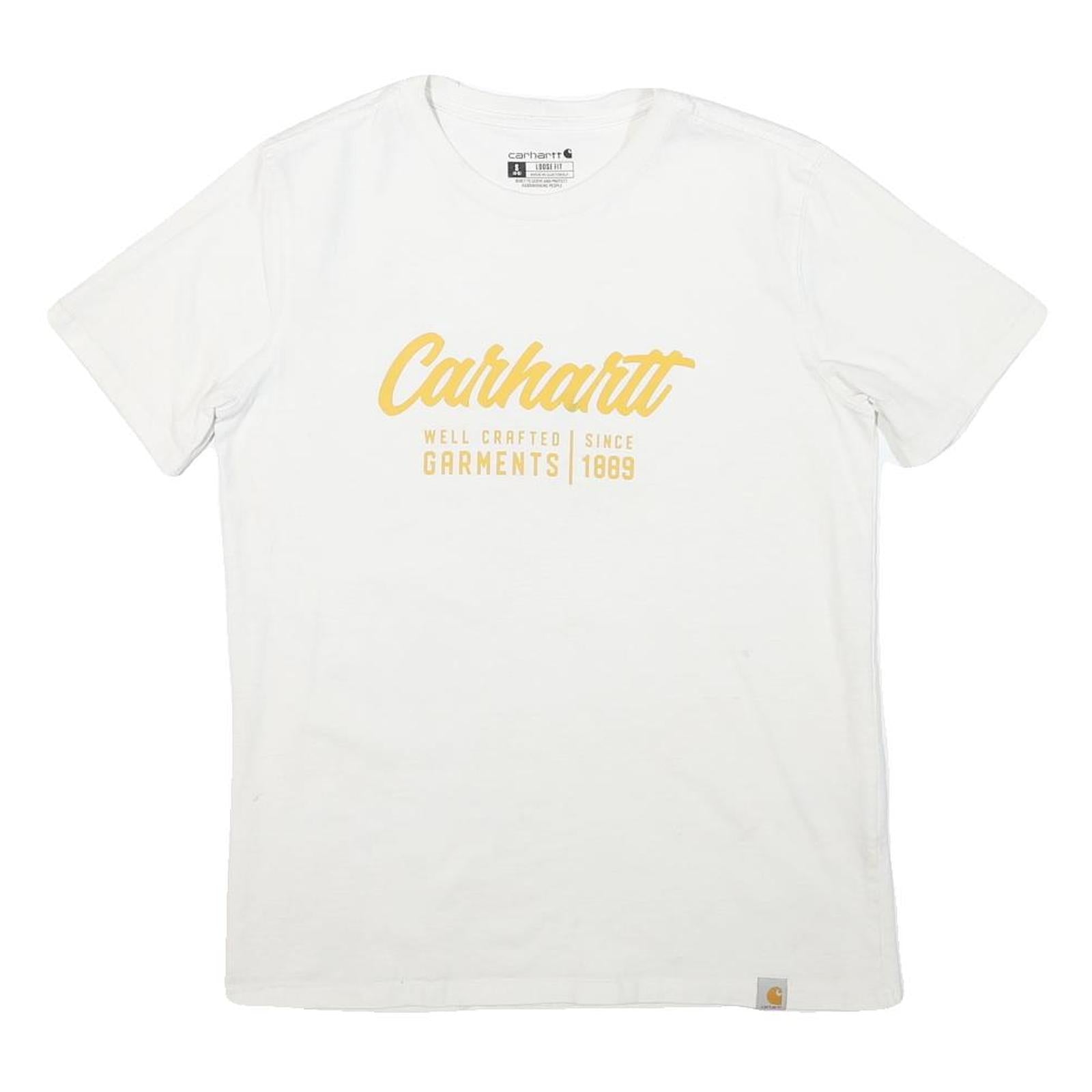 CARHARTT Womens White Graphic T-Shirt S Short Sleeve Crew Neck Logo Print Refurbished - N/A refurbished available on Cerqular