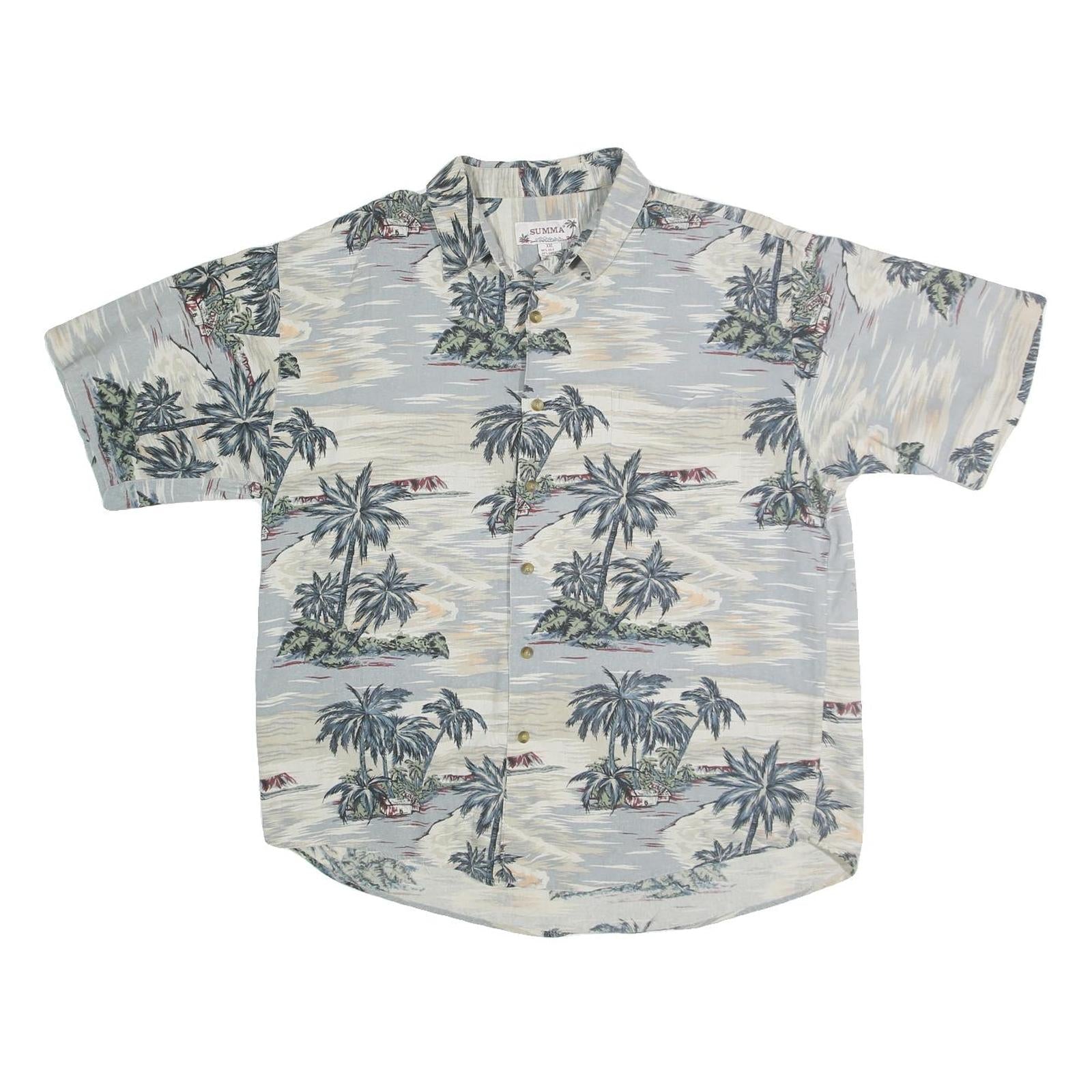 SUMMA Mens Blue & Cream Hawaiian Shirt 2XL Cotton Short Sleeve Summer Holiday Refurbished - N/A refurbished available on Cerqular