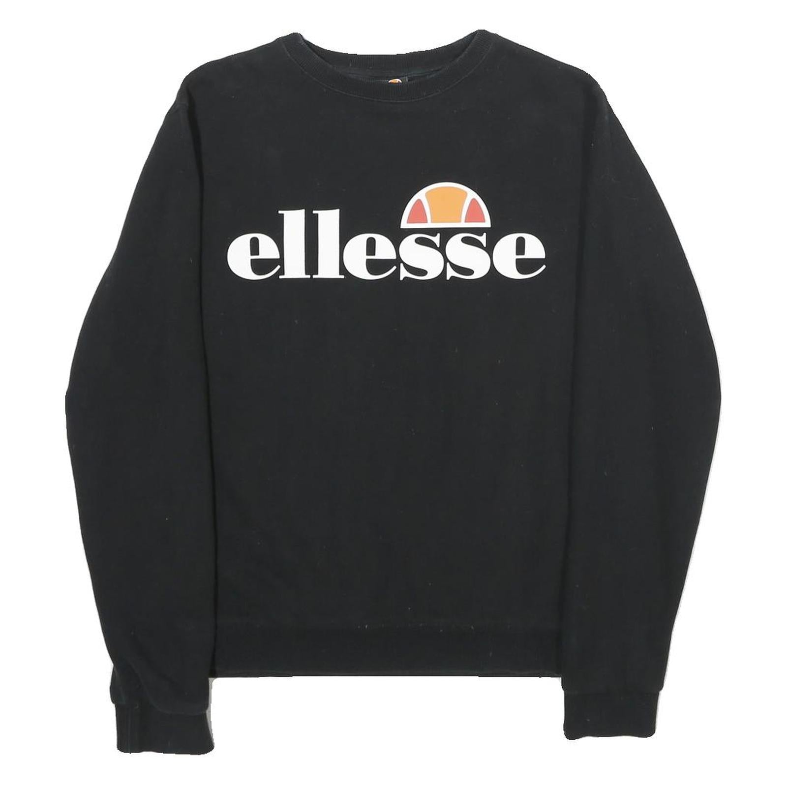 ELLESSE Womens Black Cotton Blend Crew Neck UK 10 Sweatshirt Logo Print Refurbished - N/A refurbished available on Cerqular