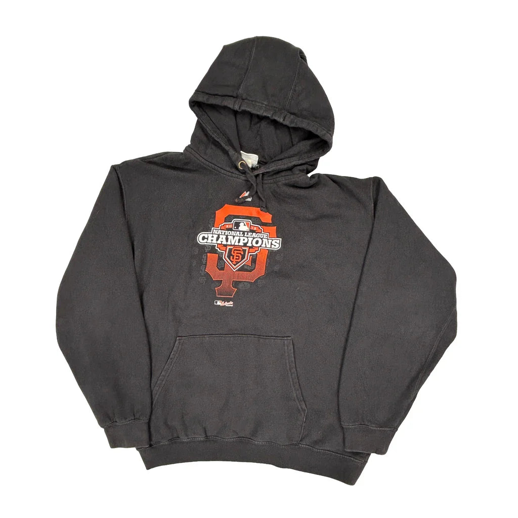 San Francisco Giants Majestic Graphic Hoodie - XL Black Cotton Refurbished - Thrifted (note: this is a term often used to describe second- refurbished available on Cerqular