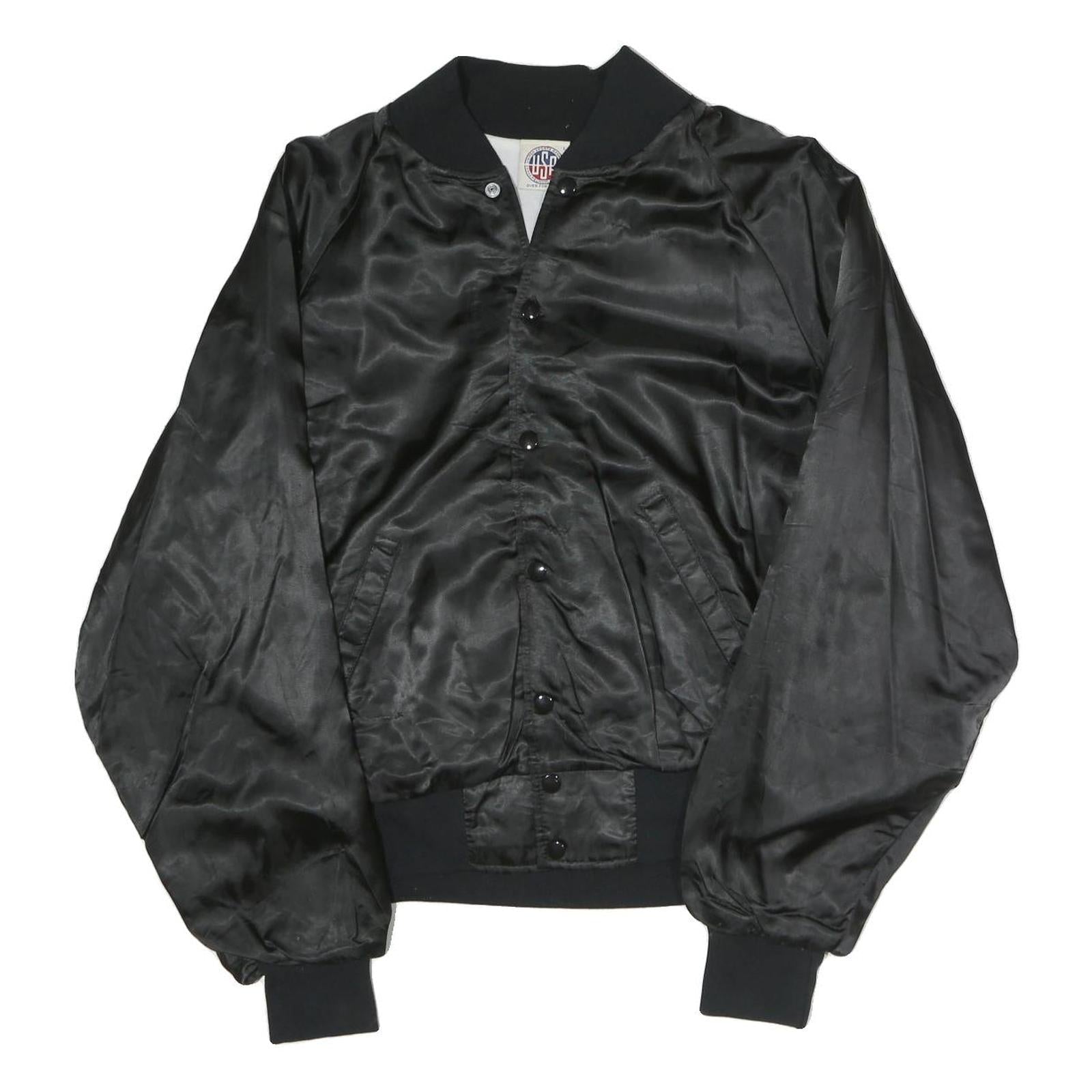 USA Mens Black Satin Button Bomber Jacket L Nylon The Jesse Anderson Band Refurbished - N/A refurbished available on Cerqular