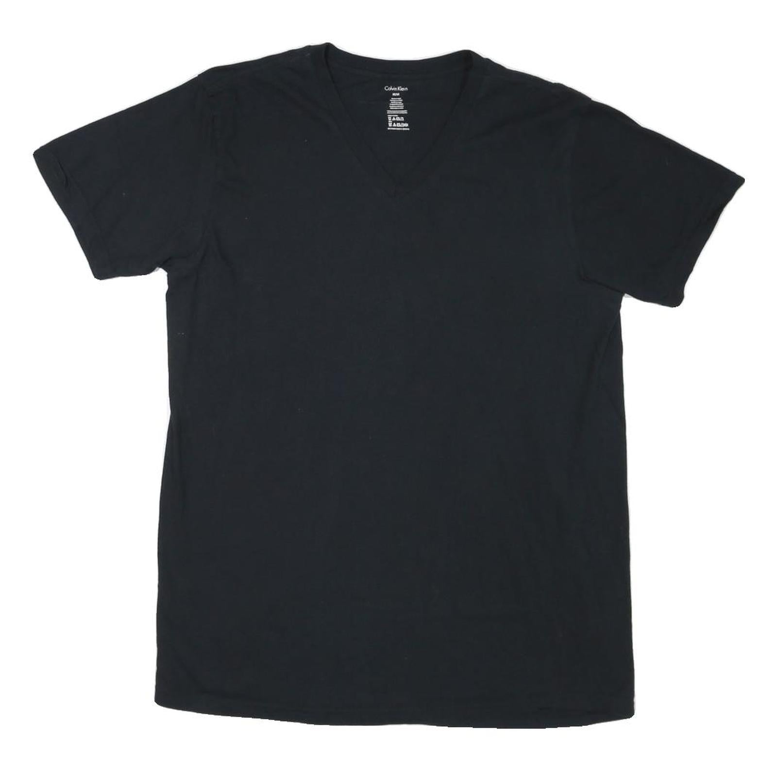 CALVIN KLEIN Mens Black V-Neck T-Shirt M Cotton Blend Classic Casual Refurbished - N/A refurbished available on Cerqular