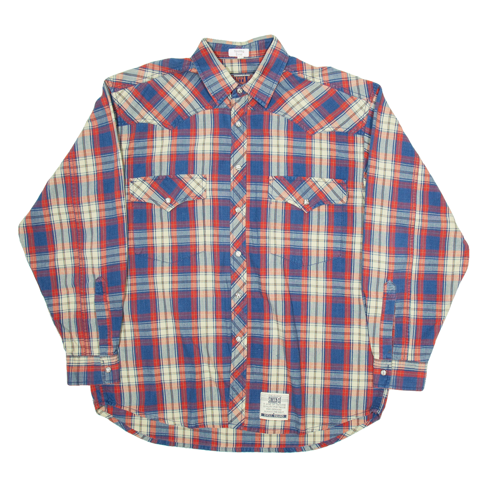 STACCA CO Mens Shirt Blue Check Long Sleeve M Refurbished - N/A refurbished available on Cerqular