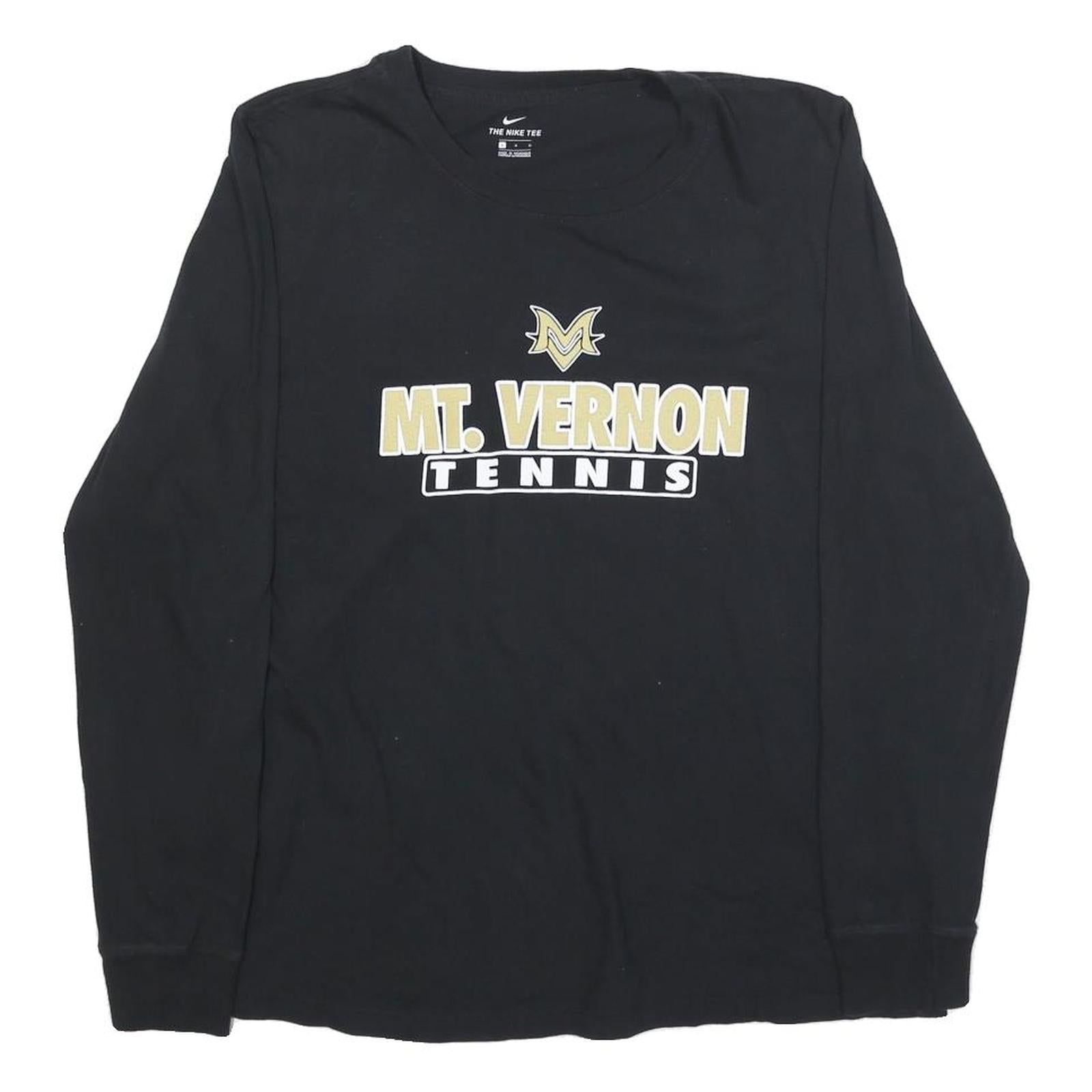 NIKE Mens Black Mt Vernon Tennis Long Sleeve Crew Neck T-Shirt L Cotton Blend Refurbished - N/A refurbished available on Cerqular
