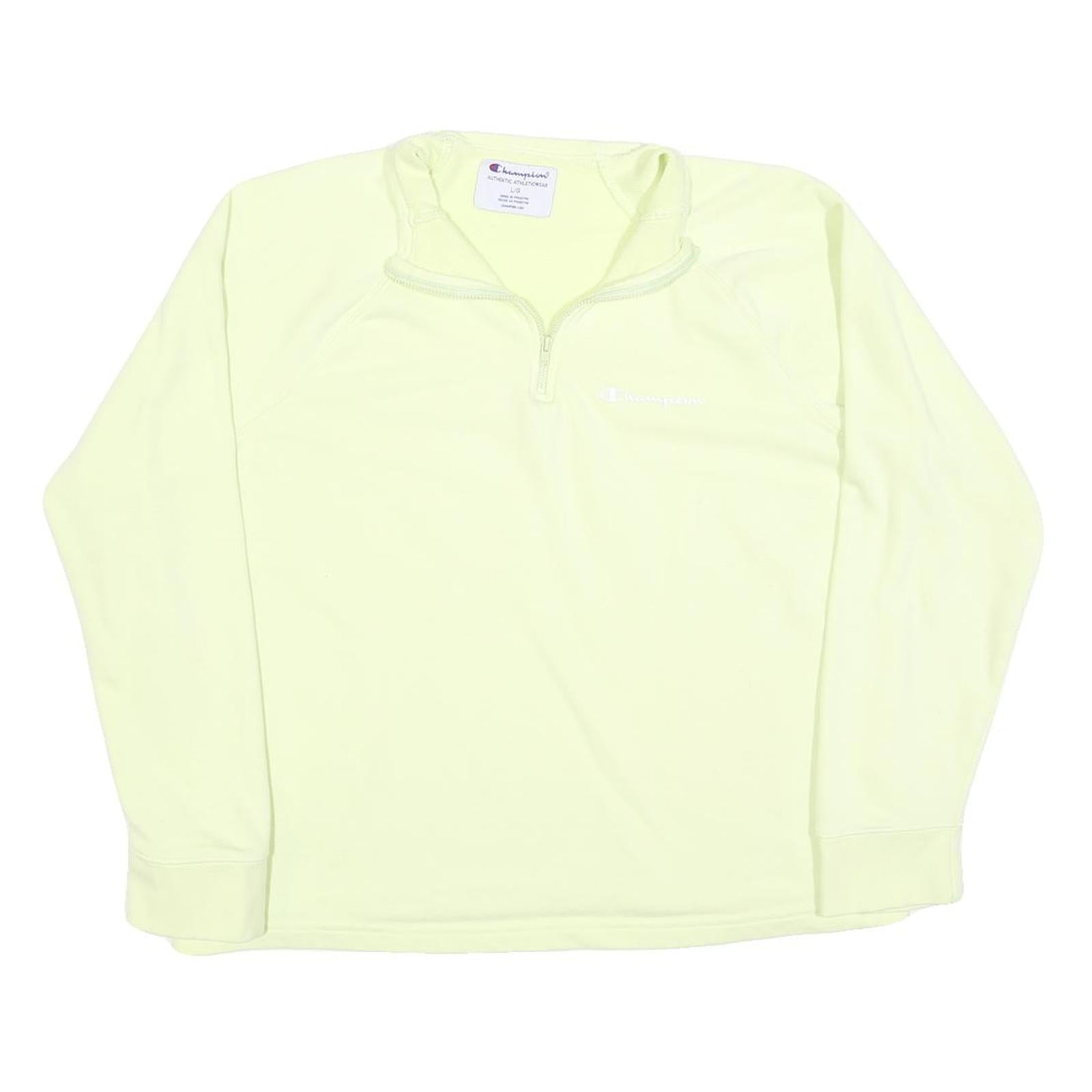 CHAMPION Womens Cream 1/4 Zip Sweatshirt L Cotton Blend Athletic Pullover Refurbished - N/A refurbished available on Cerqular