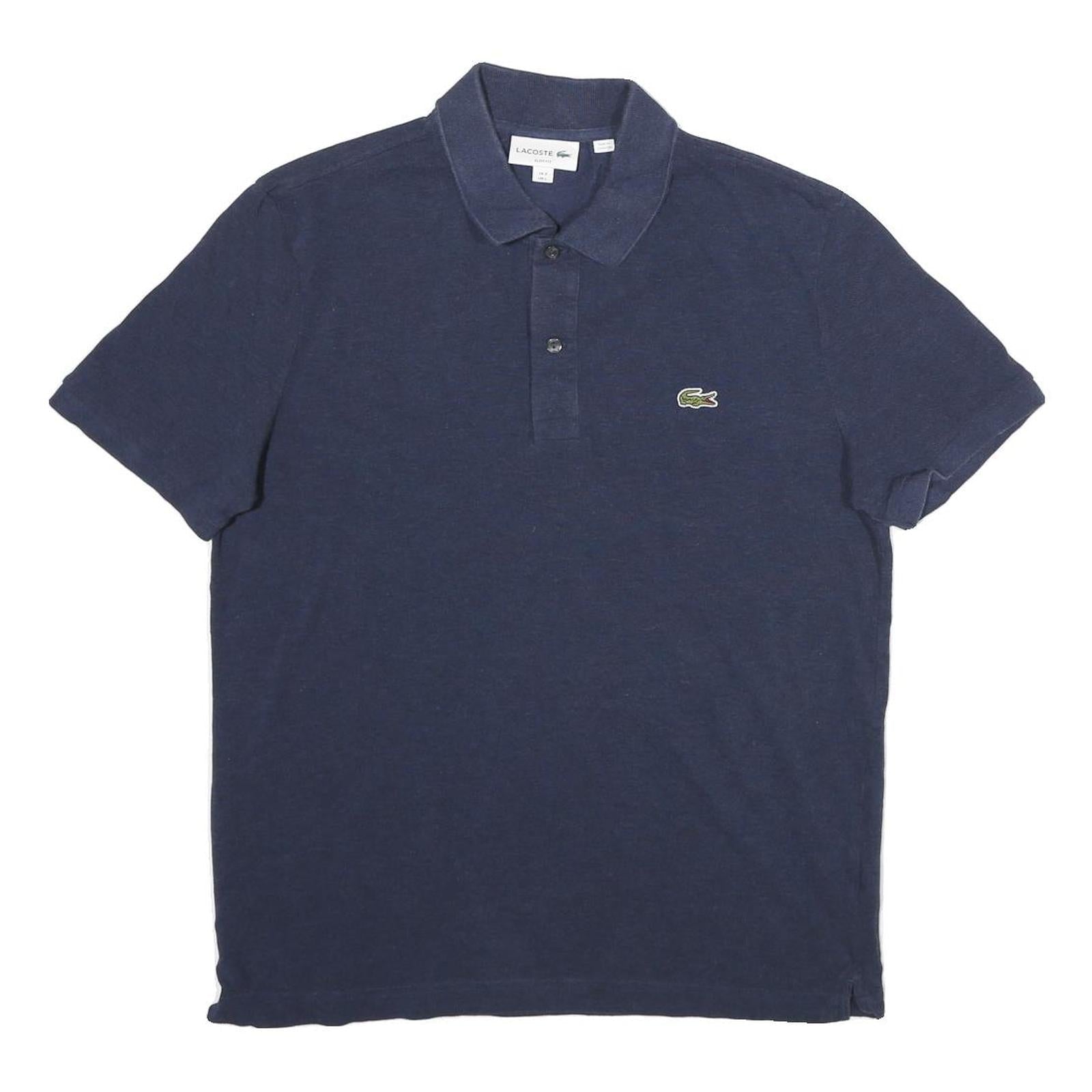 LACOSTE Mens Blue Short Sleeve Plain Polo Shirt L Classic Cotton Logo Refurbished - N/A refurbished available on Cerqular