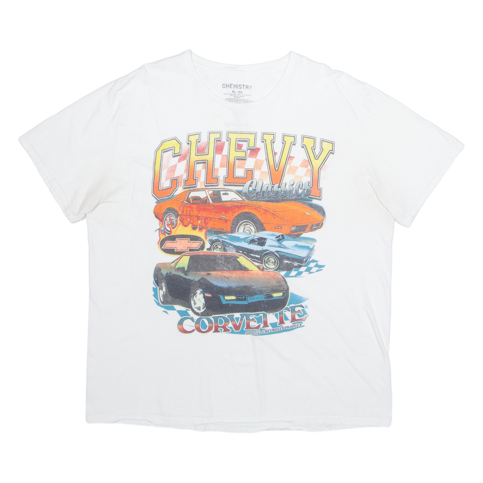 CHEMISTRY Chevy Classics Mens T-Shirt White USA XL Refurbished - N/A refurbished available on Cerqular
