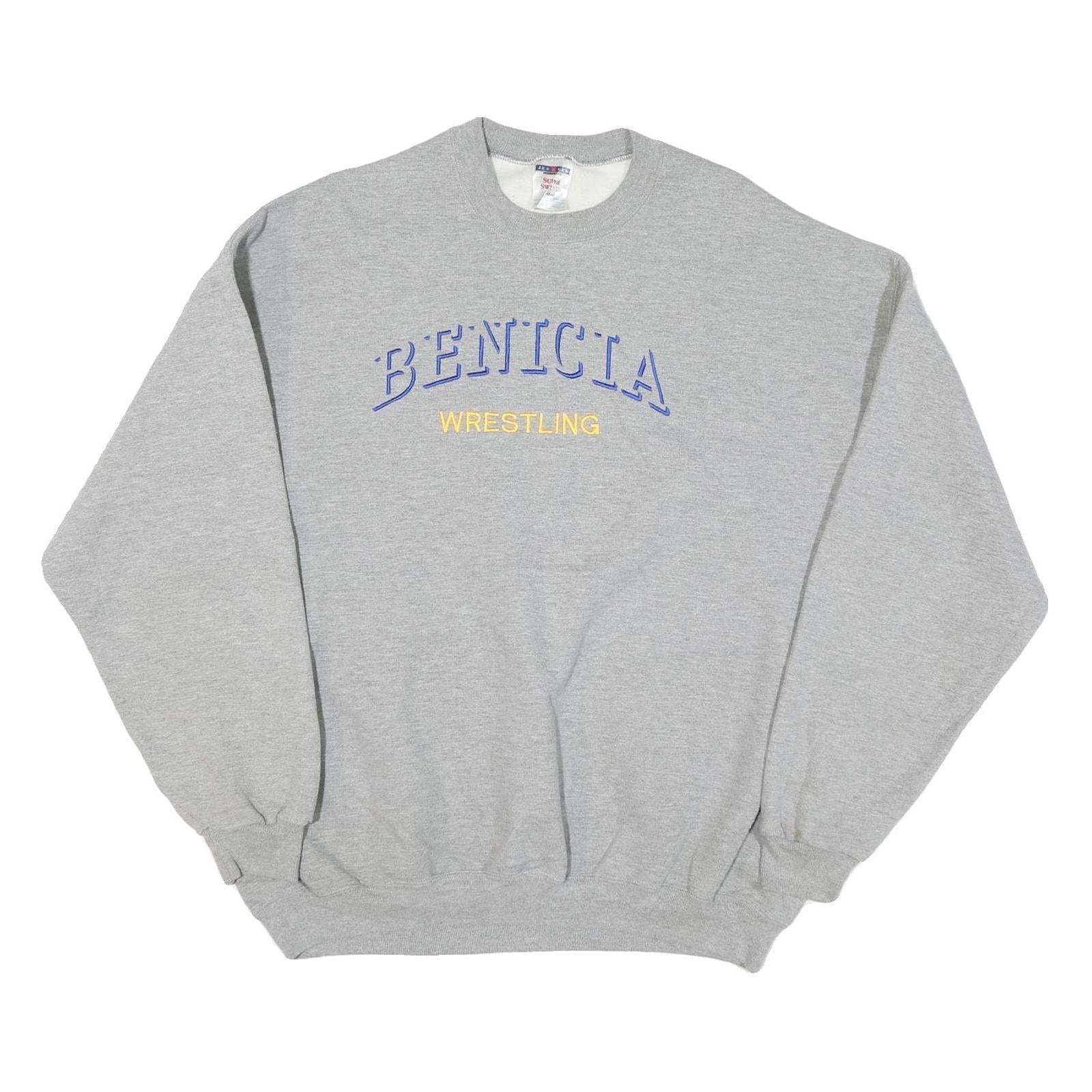 JERZEES Mens Grey Benicia Wrestling Crew Neck 2XL Cotton Blend Sweatshirt Refurbished - N/A refurbished available on Cerqular
