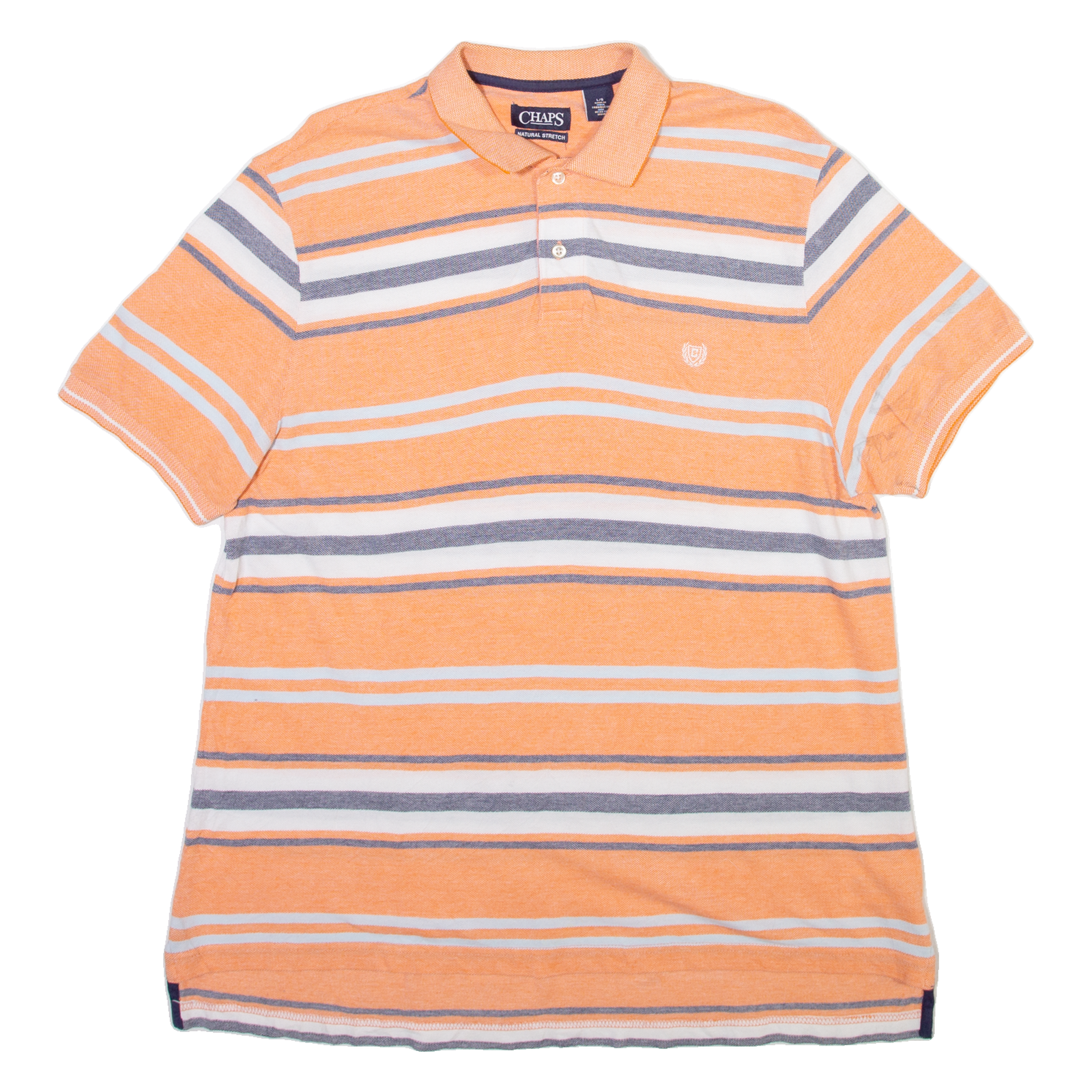 CHAPS Mens Polo Shirt Orange Striped L Refurbished - N/A refurbished available on Cerqular