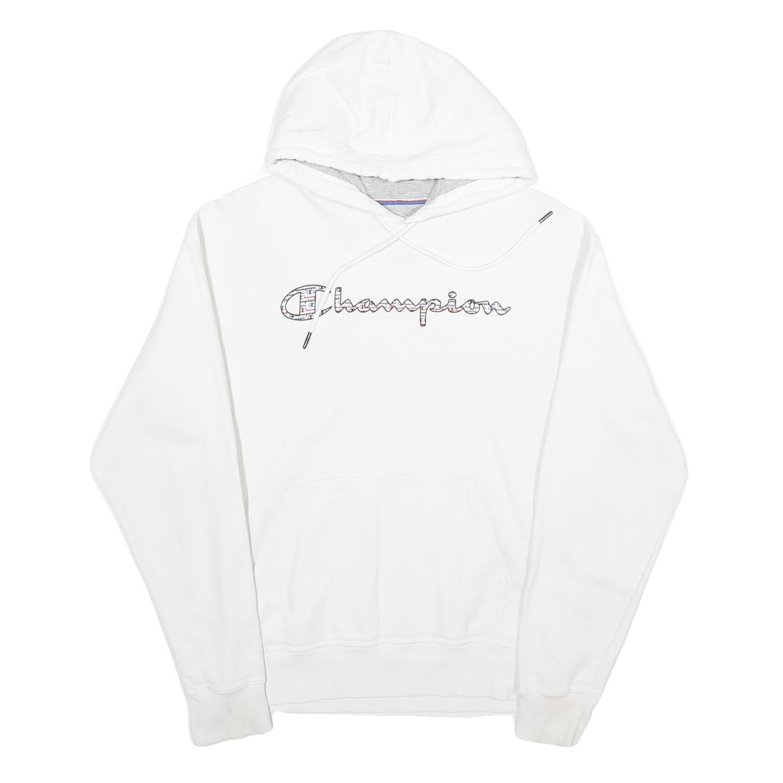 CHAMPION Mens White Hoodie M Classic Pullover Cotton Blend Drawstring Hood Refurbished - N/A refurbished available on Cerqular