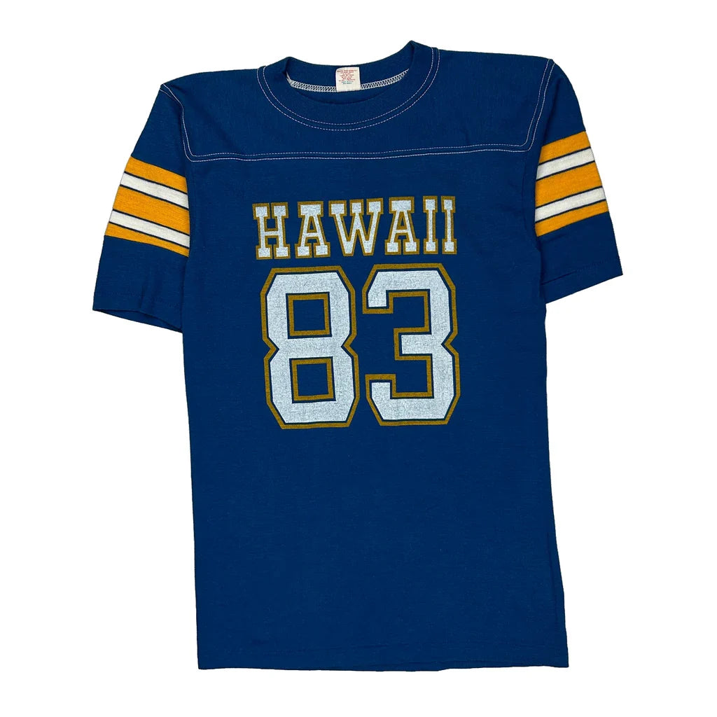 Hawaii Gulf Coast Football Football Shirt - Medium Blue Cotton Refurbished - Thrifted (note: this is a term often used to describe second- refurbished available on Cerqular
