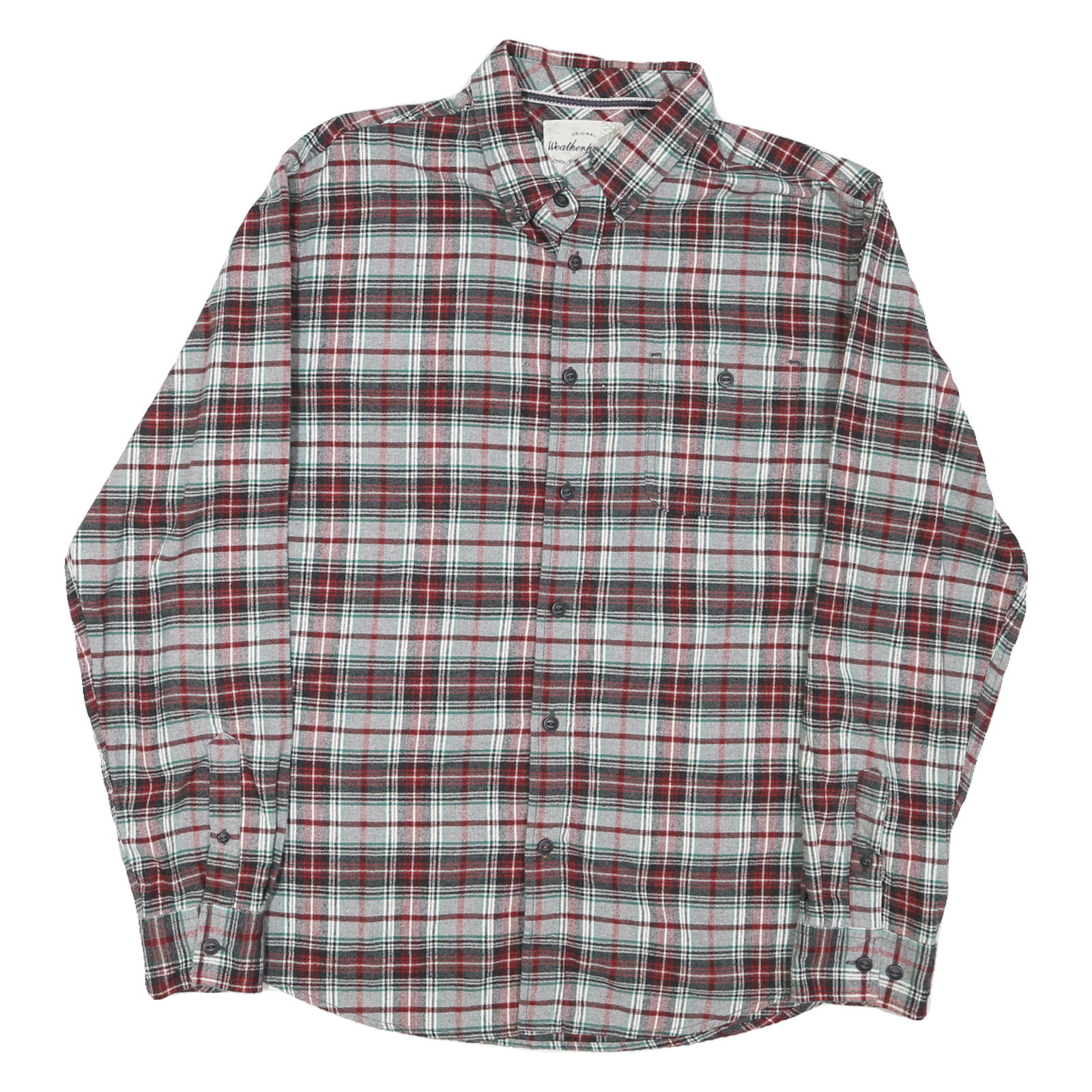 Mens Red & Grey Check Cotton Shirt L Button-Down Collar Long Sleeve Casual Refurbished - N/A refurbished available on Cerqular