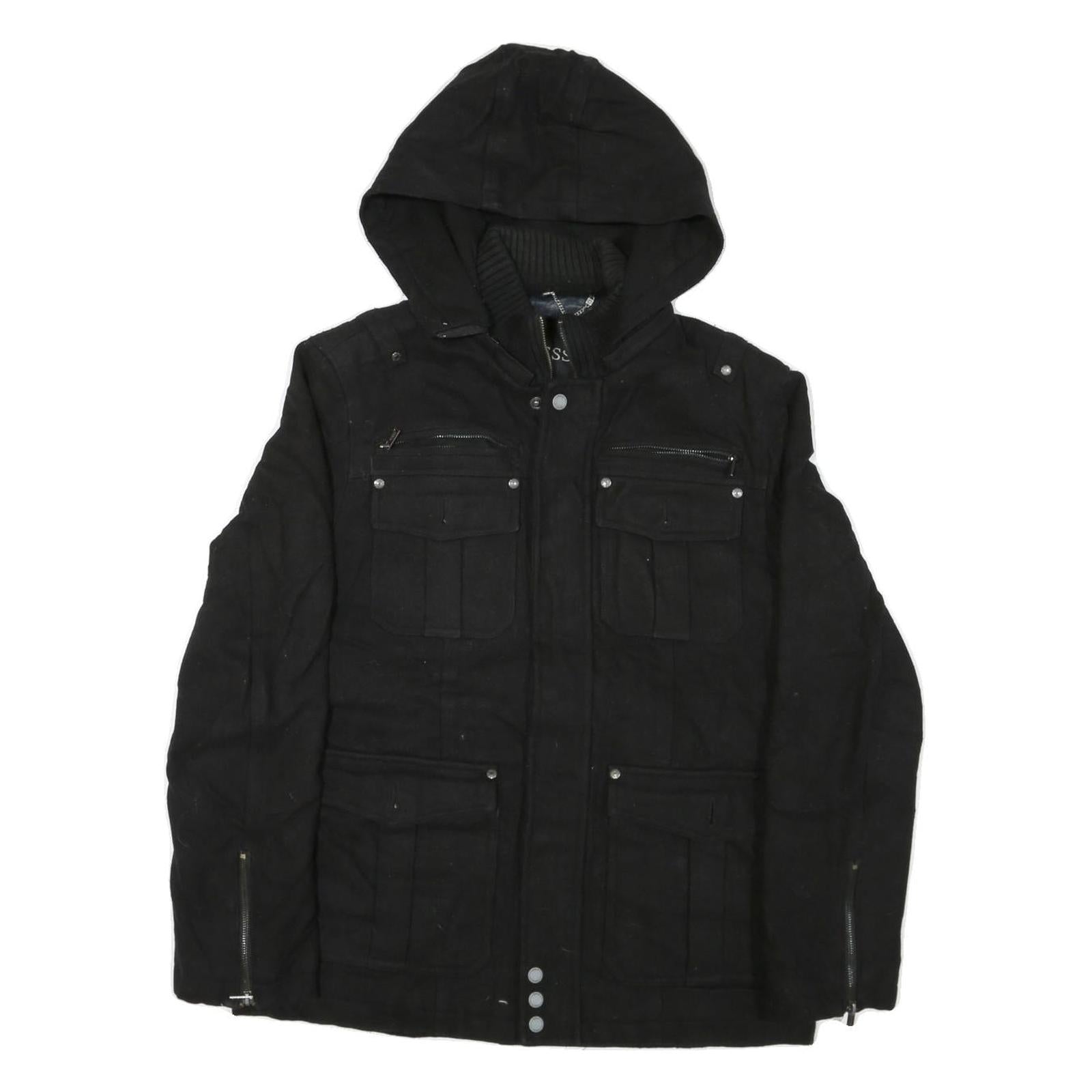 Buy GUESS Mens Black Zip Jacket M Cotton Blend Hooded Casual Style Refurbished - $41.59 GUESS Mens Black Zip Jacket M Cotton Blend Hooded Casual Style Refurbished - N/A refurbished available on Cerqular