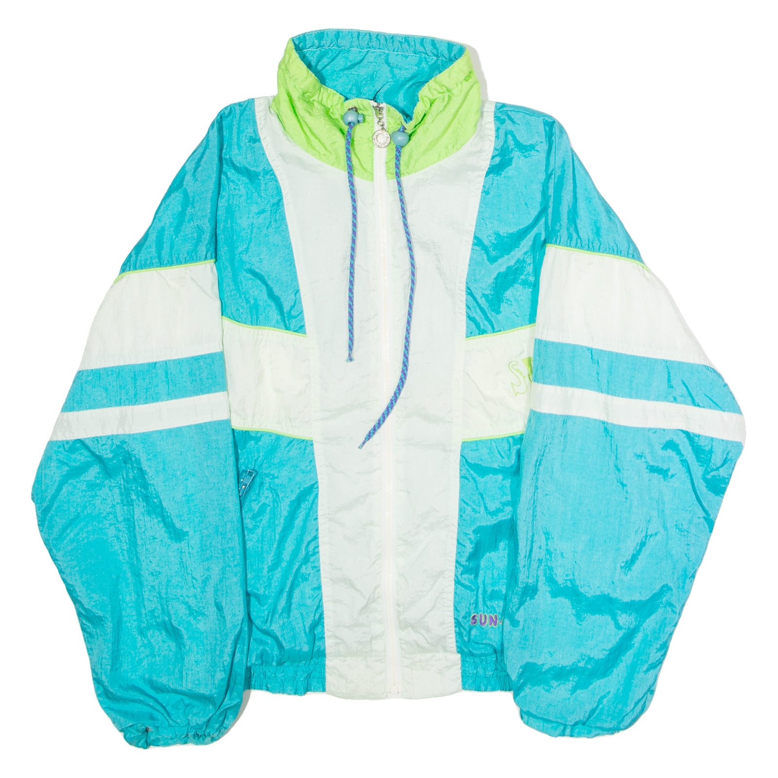 SUN SET Sport Mens Shell Jacket Blue 90s Colourblock M Refurbished - N/A refurbished available on Cerqular