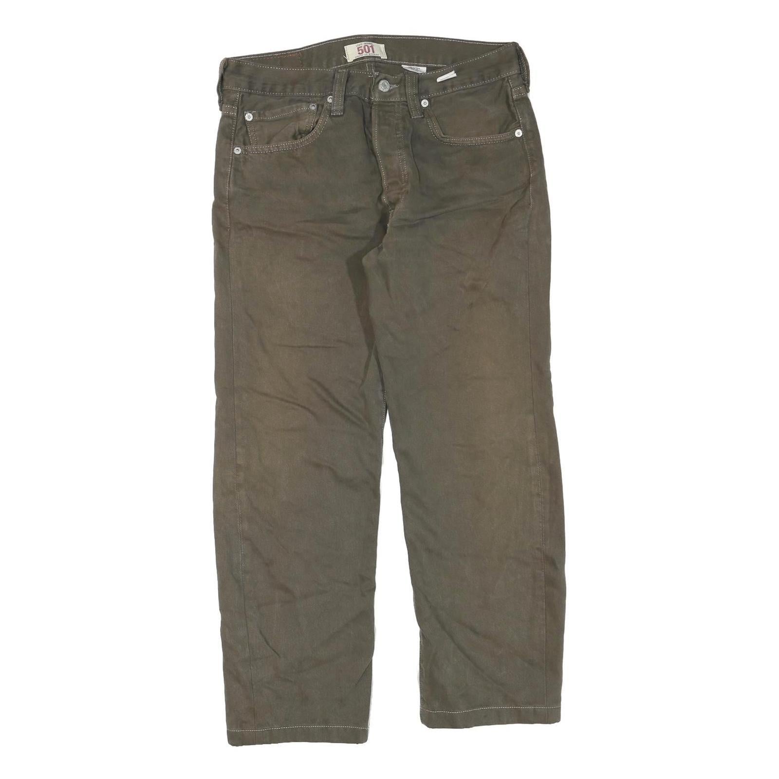 LEVI'S 501 Womens Regular Fit Straight Denim W31 L26 Brown Cotton Blend Button Refurbished - N/A refurbished available on Cerqular